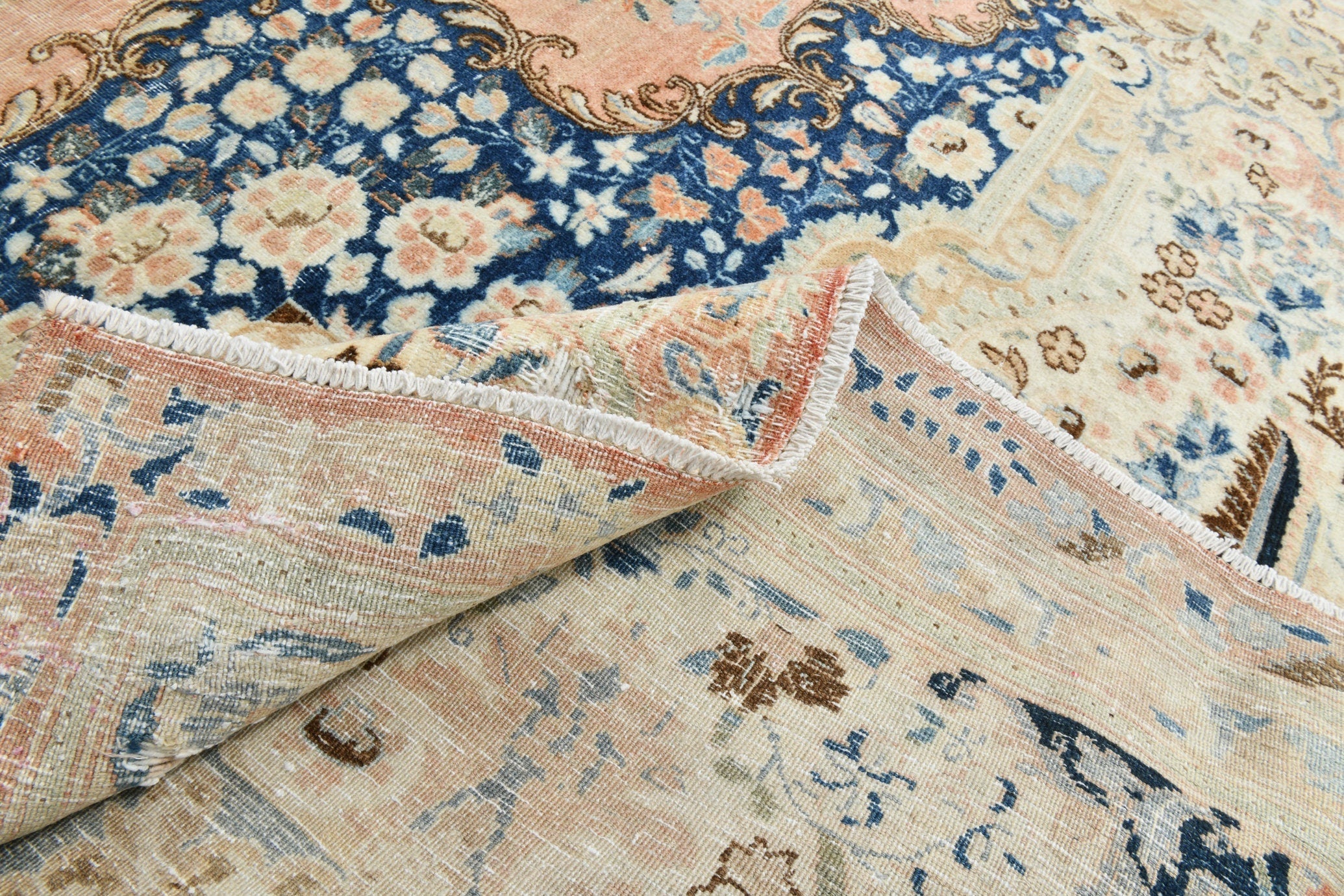 10’6’’ x 13’9’’ ft Vintage Persian Style Rug Cream Orange