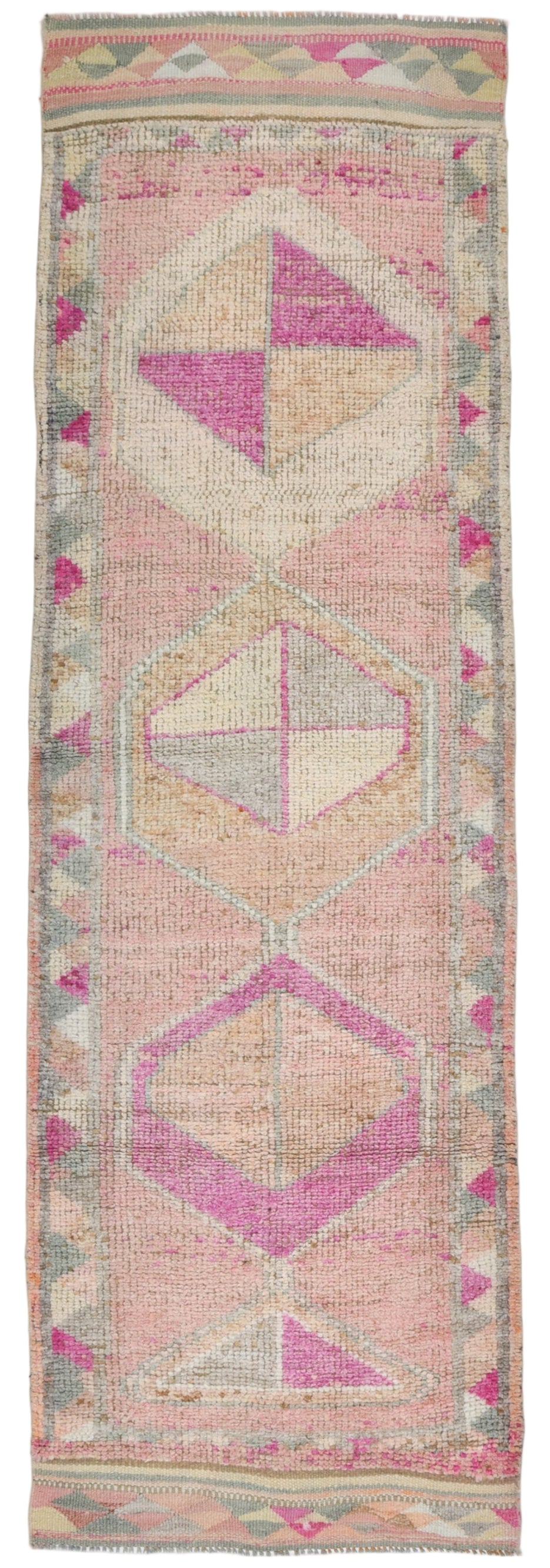 Woven textile with geometric pattern on a plain background