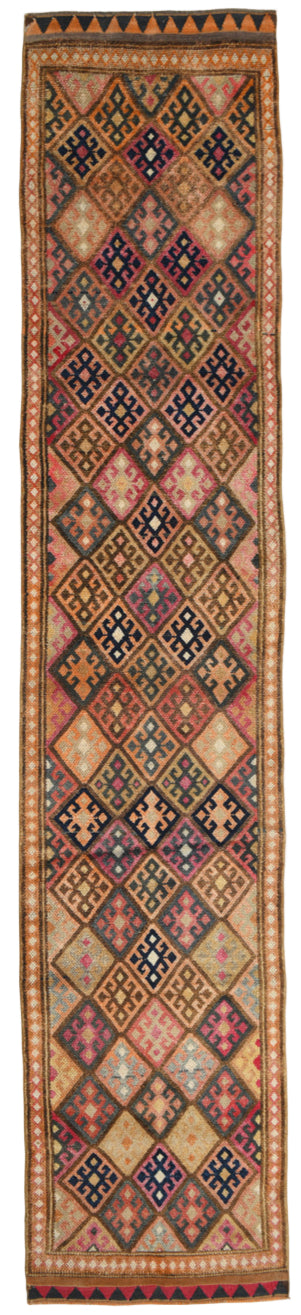 Decorative rug with geometric pattern on a plain background