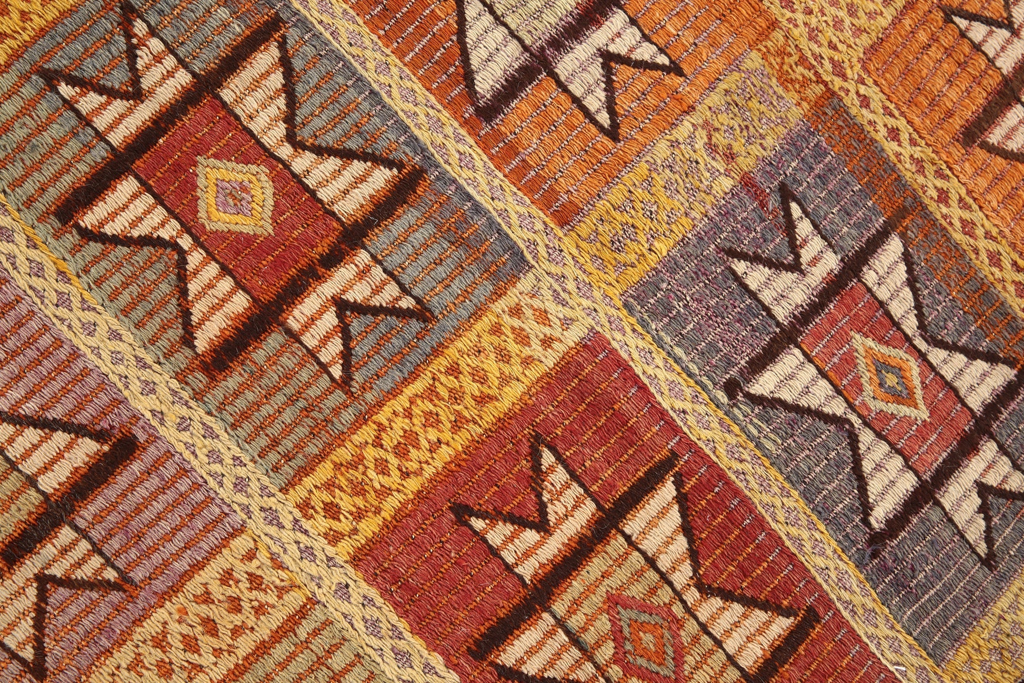 Vintage Turkish Kilim Anatolian, Small 3'1" x 4'1" ft Orange Red