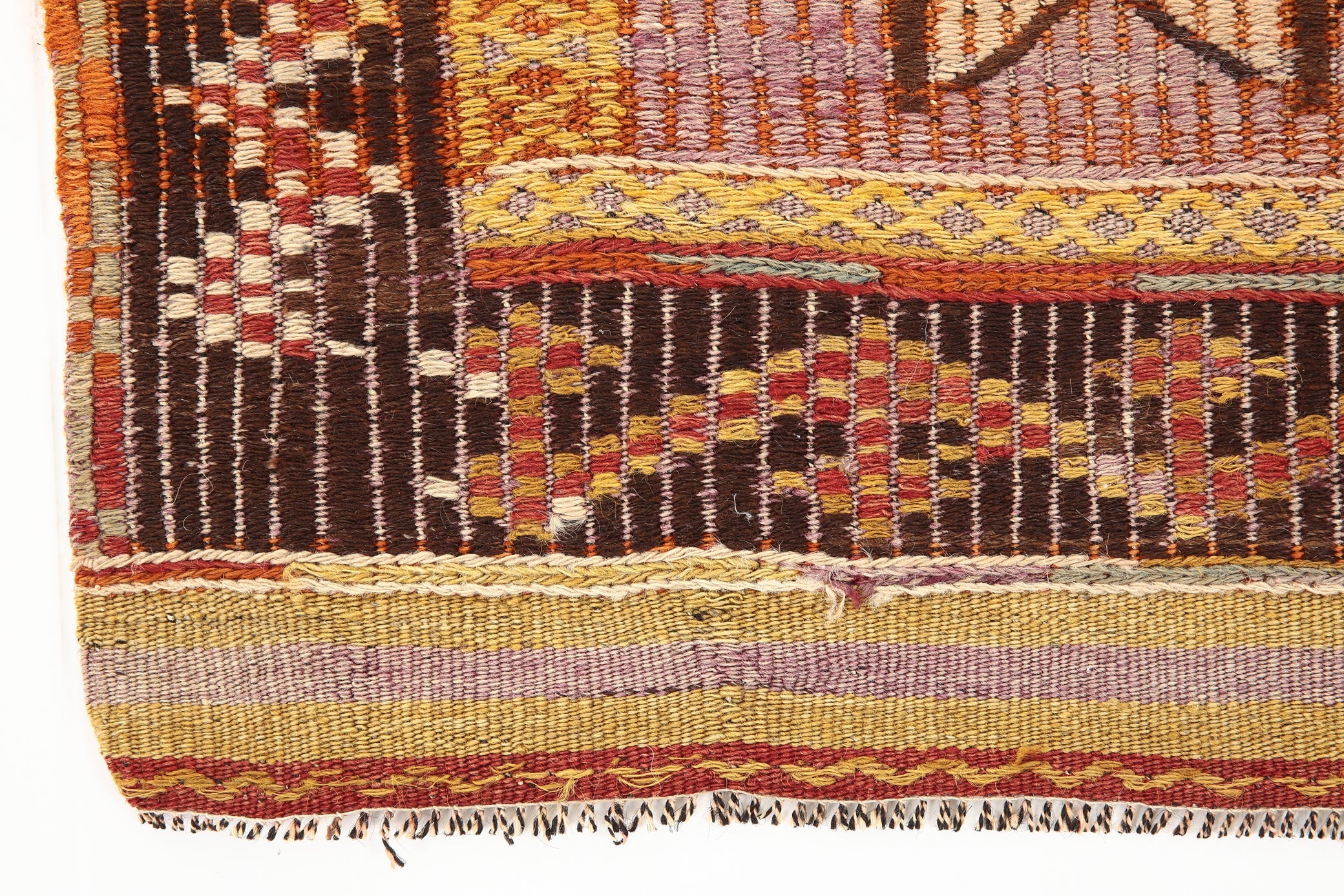 Vintage Turkish Kilim Anatolian, Small 3'1" x 4'1" ft Orange Red