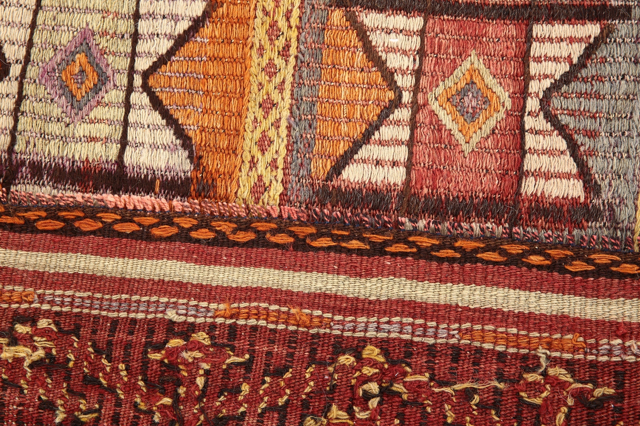 Vintage Turkish Kilim Anatolian, Small 3'1" x 4'1" ft Orange Red