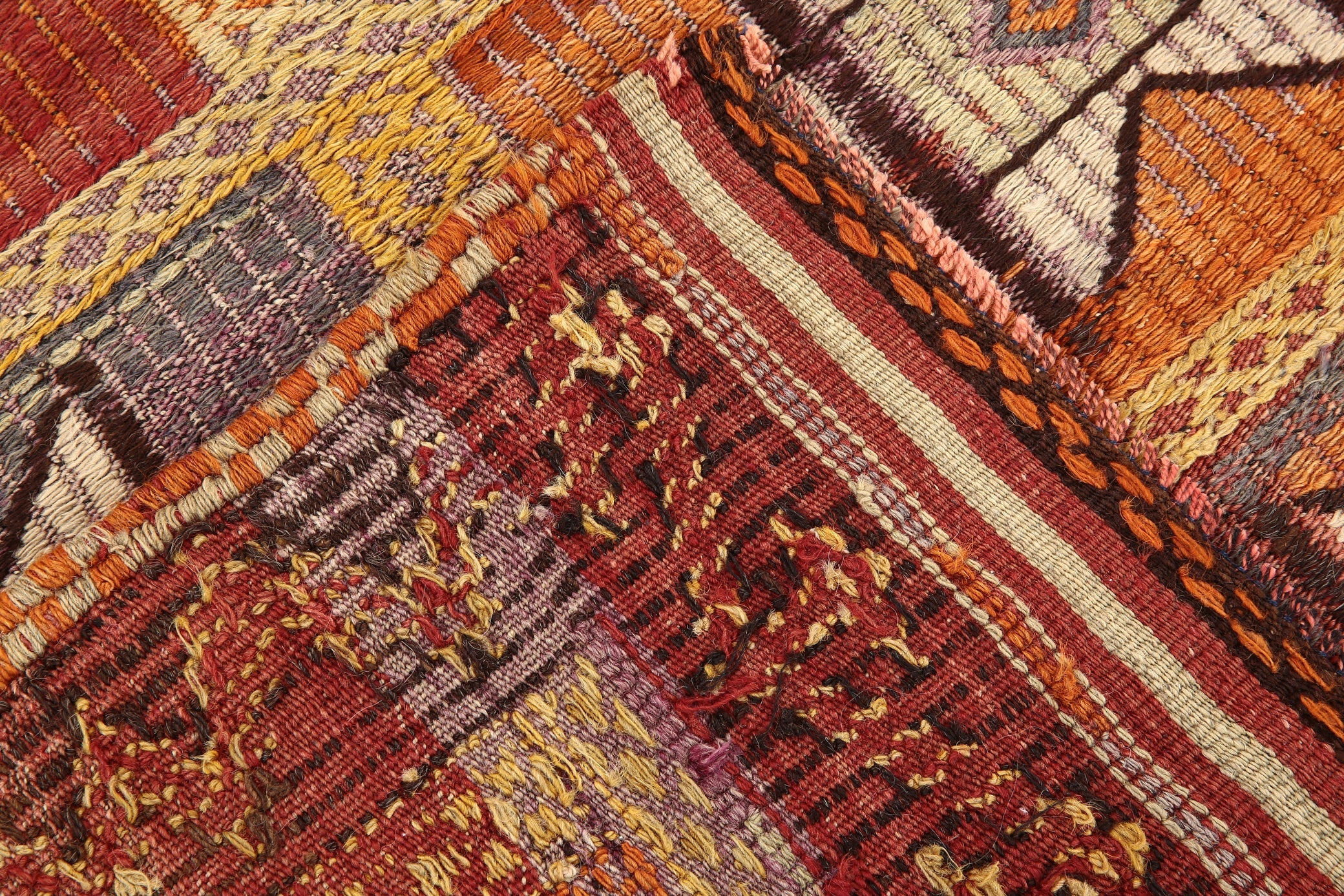 Vintage Turkish Kilim Anatolian, Small 3'1" x 4'1" ft Orange Red