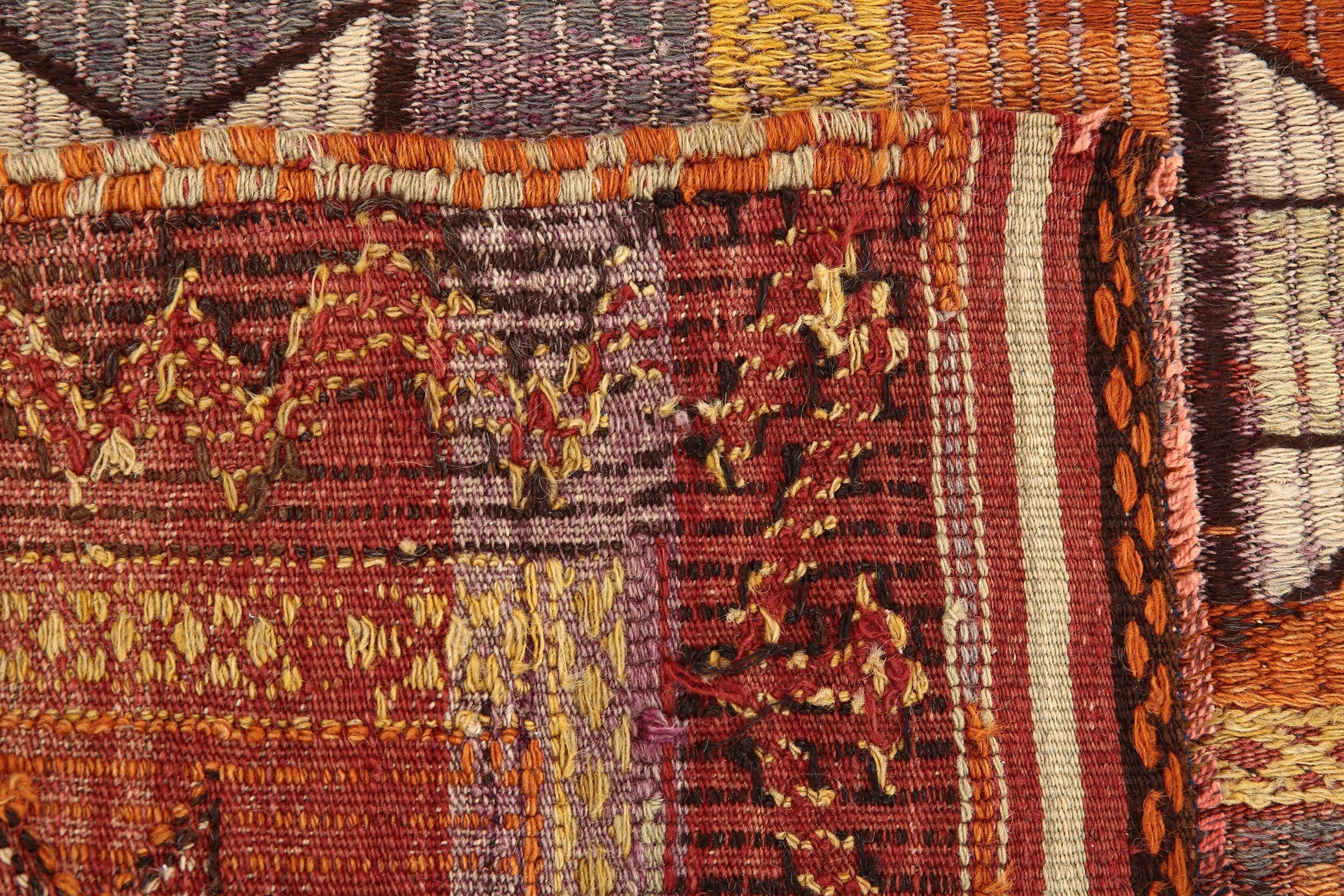 Vintage Turkish Kilim Anatolian, Small 3'1" x 4'1" ft Orange Red