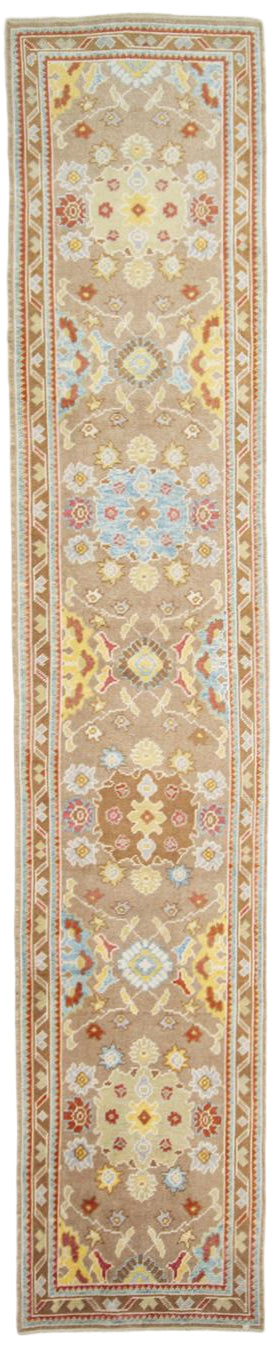 Decorative rug with floral patterns on a beige background