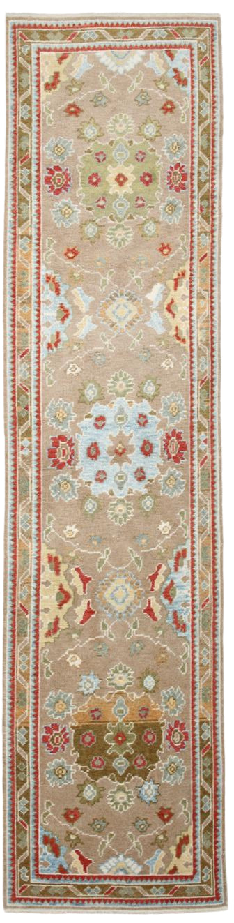 Decorative rug with floral patterns on a beige background