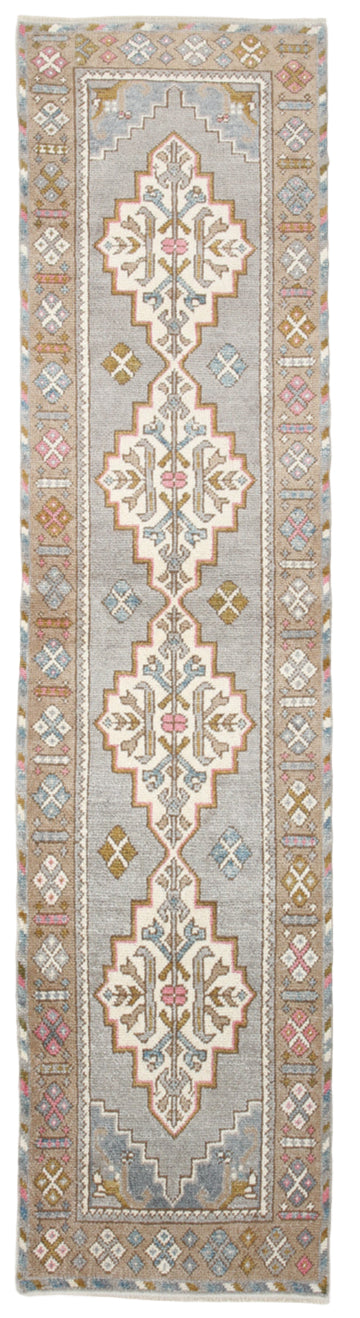 Decorative rug with geometric pattern on a light background