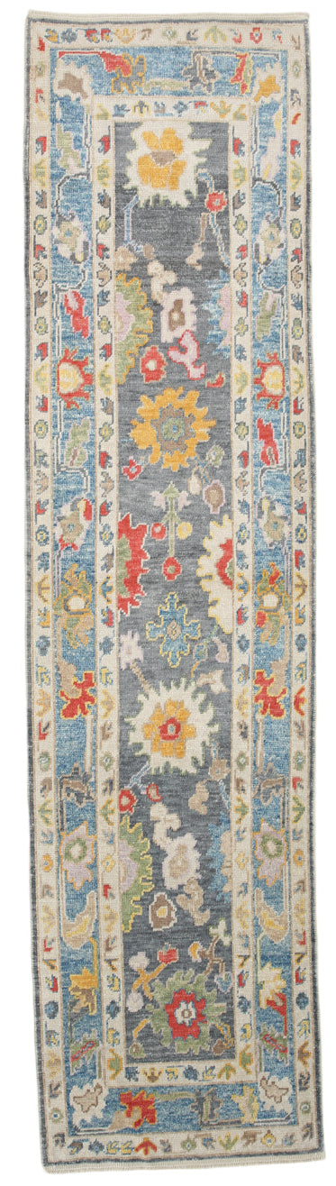 Decorative rug with floral patterns on a plain background multicolor runner 