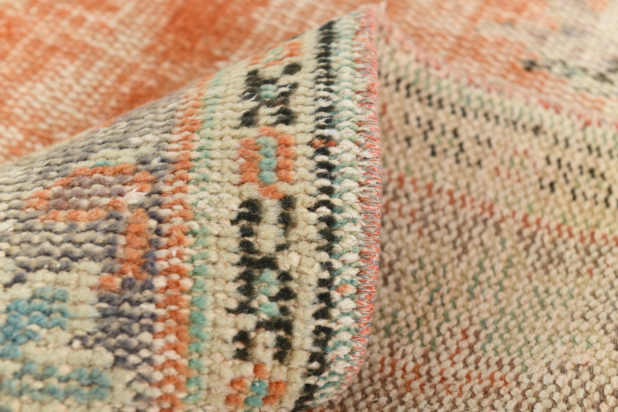 5’10’’ x 9’4’’ Turkish Vintage Rug Orange Beige