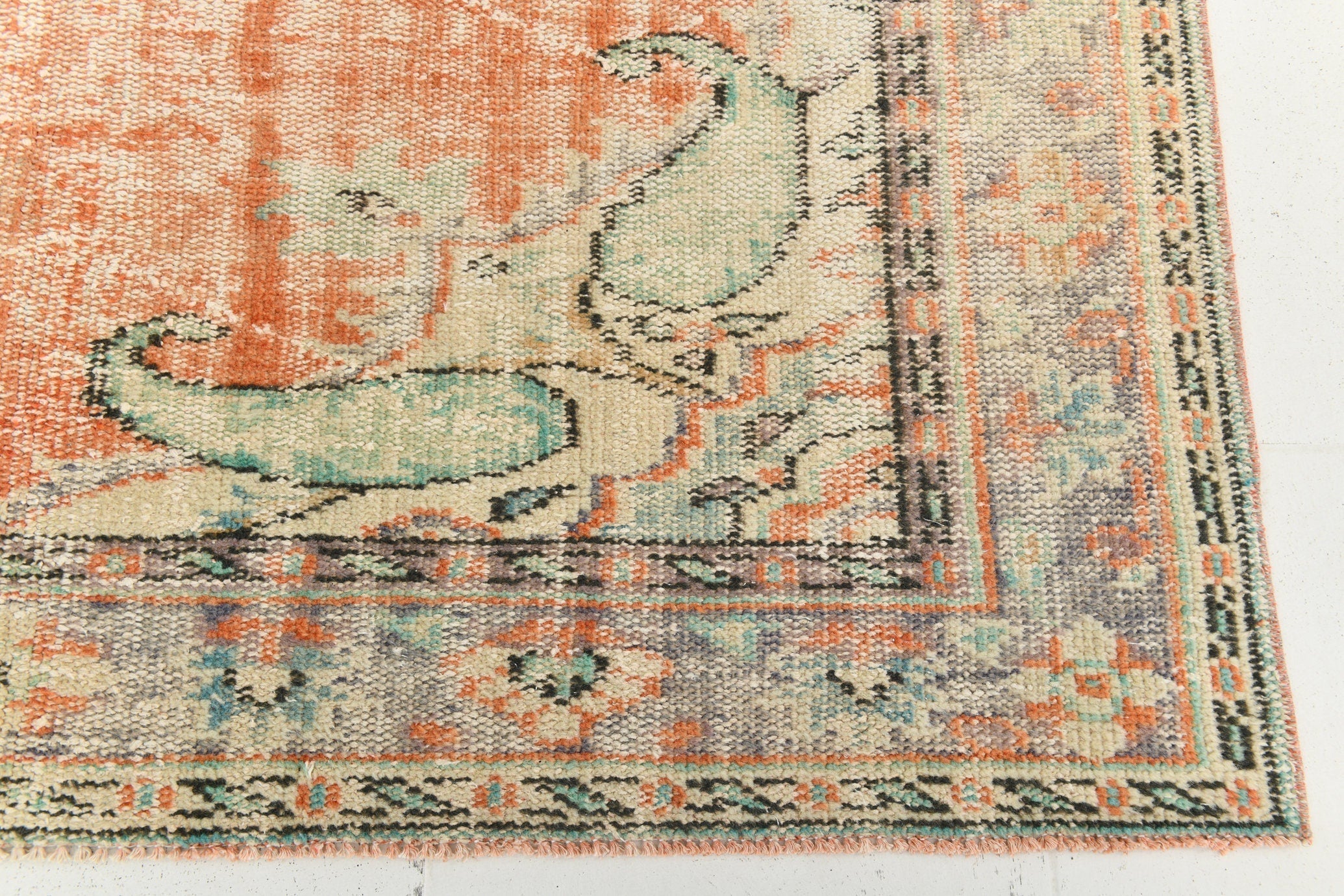 5’10’’ x 9’4’’ Turkish Vintage Rug Orange Beige