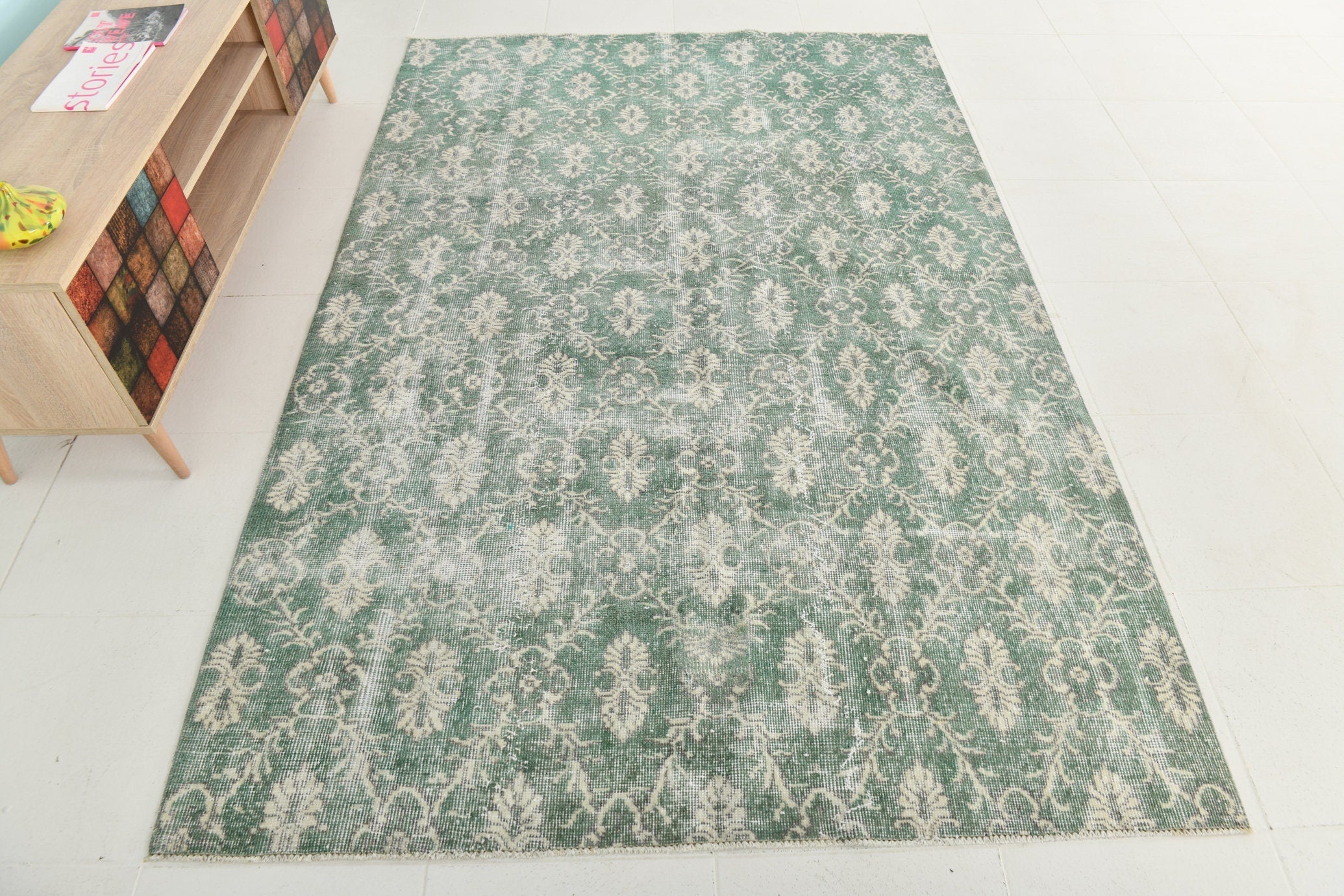 5’3’ x 7’10’ Turkish Vintage Rug Green