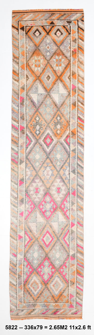 Vintage Herki Runner Rug 2'7" x 11'0" ft