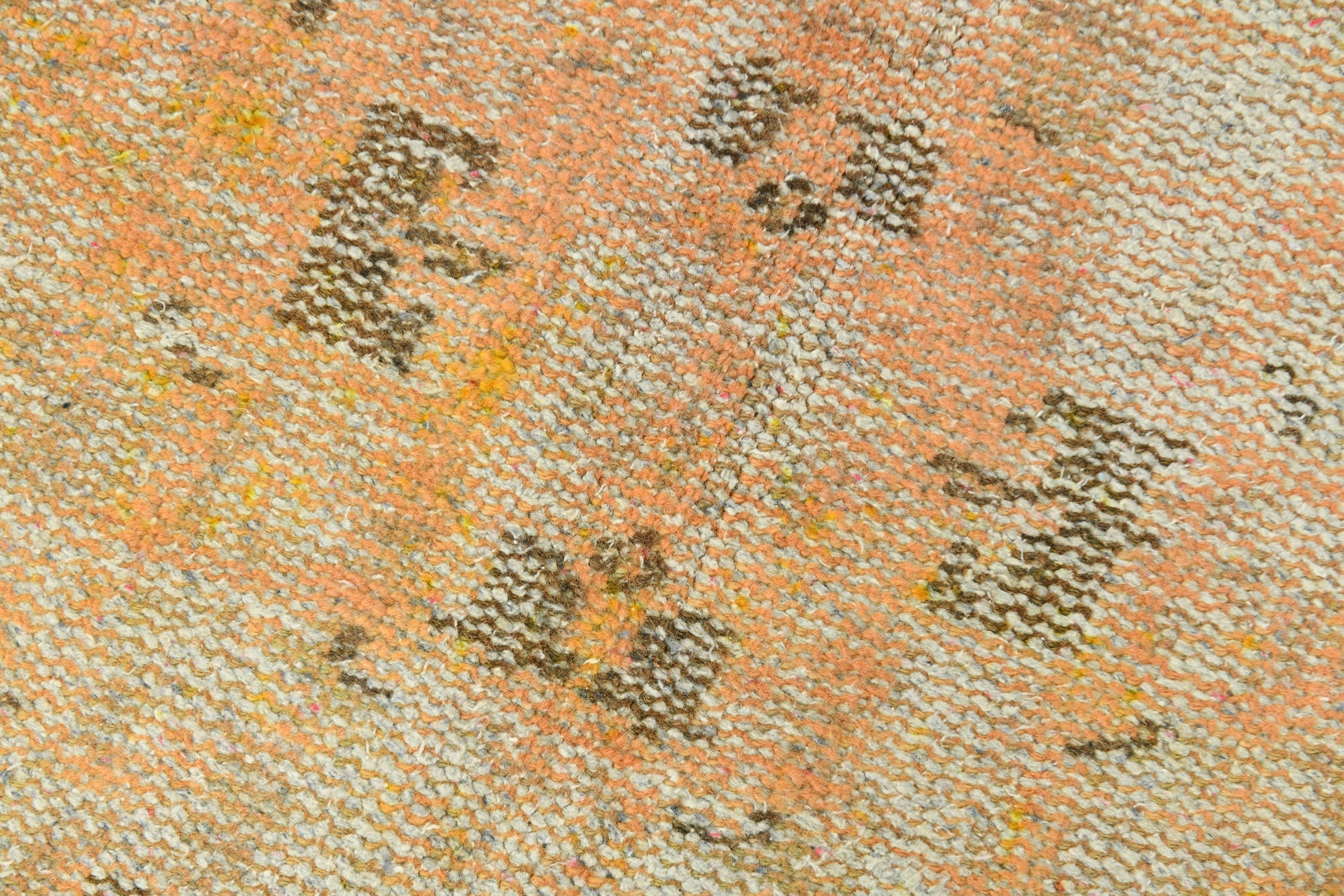 Vintage Pumpkin Orange Terracota Hand Woven Rug Geometric Border 5'11" x 9'5" ft