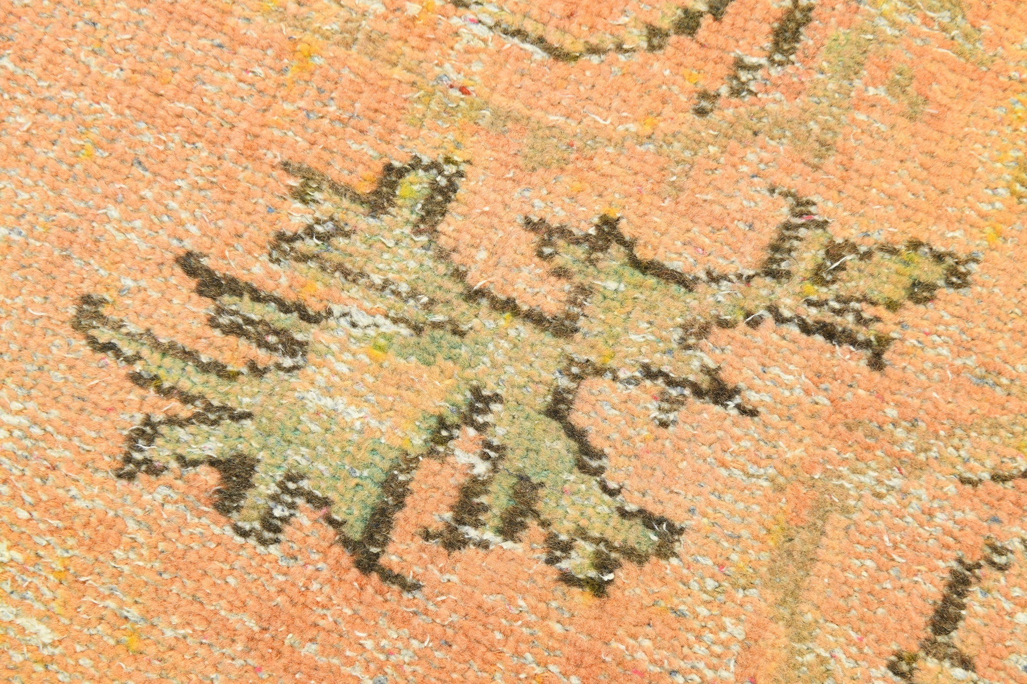 Vintage Pumpkin Orange Terracota Hand Woven Rug Geometric Border 5'11" x 9'5" ft