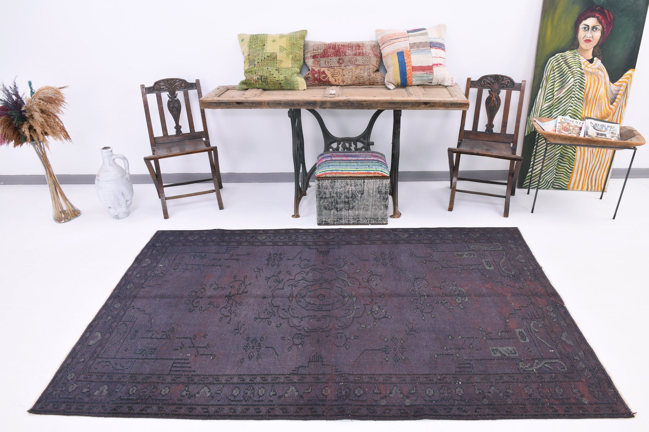 Turkish Vintage Rug  4'7" x 7'7" ft
