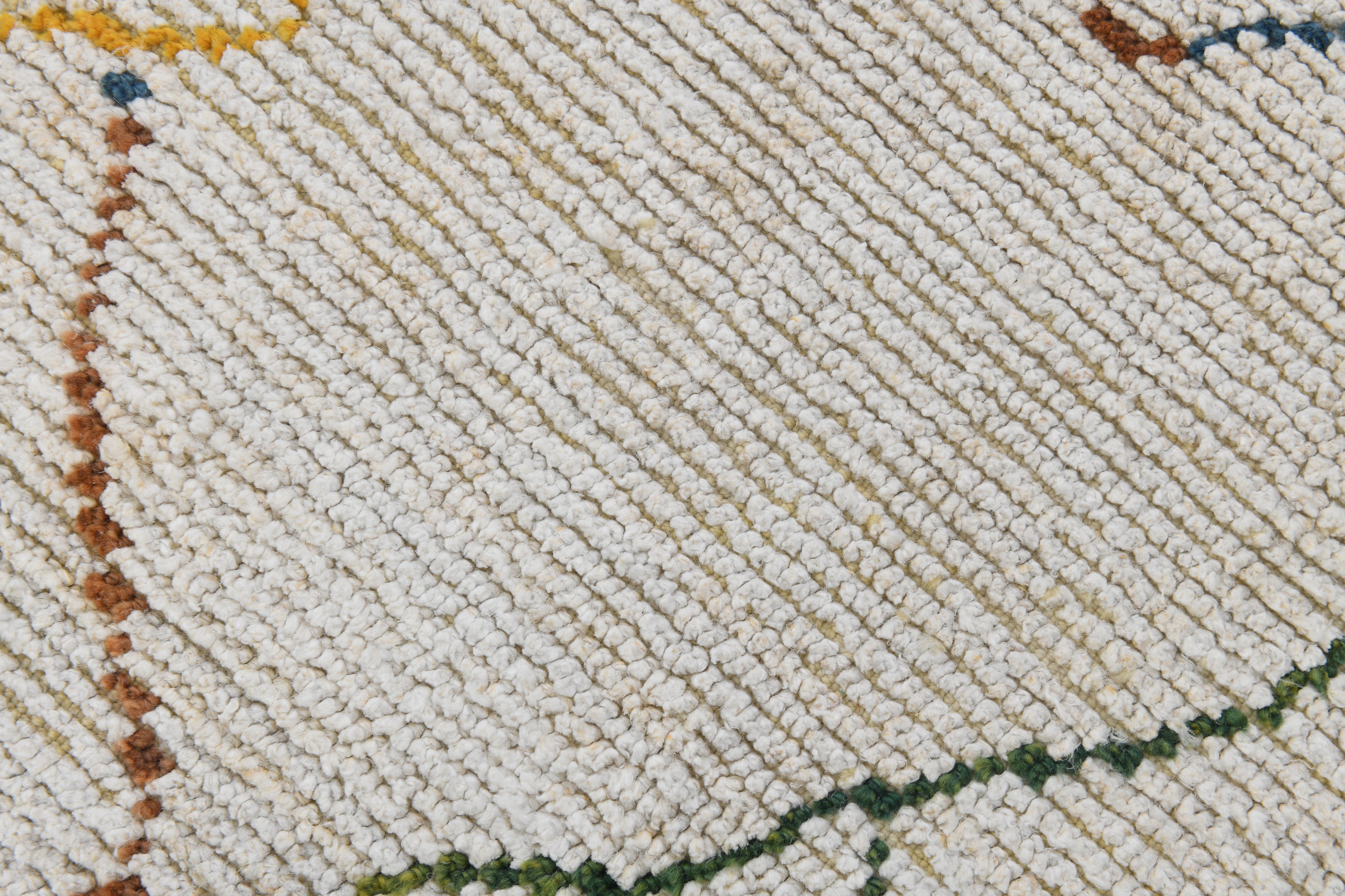 Handknotted Natural Hemp Runner, Beige / Off-White 2'6" x 9'3" Zigzag