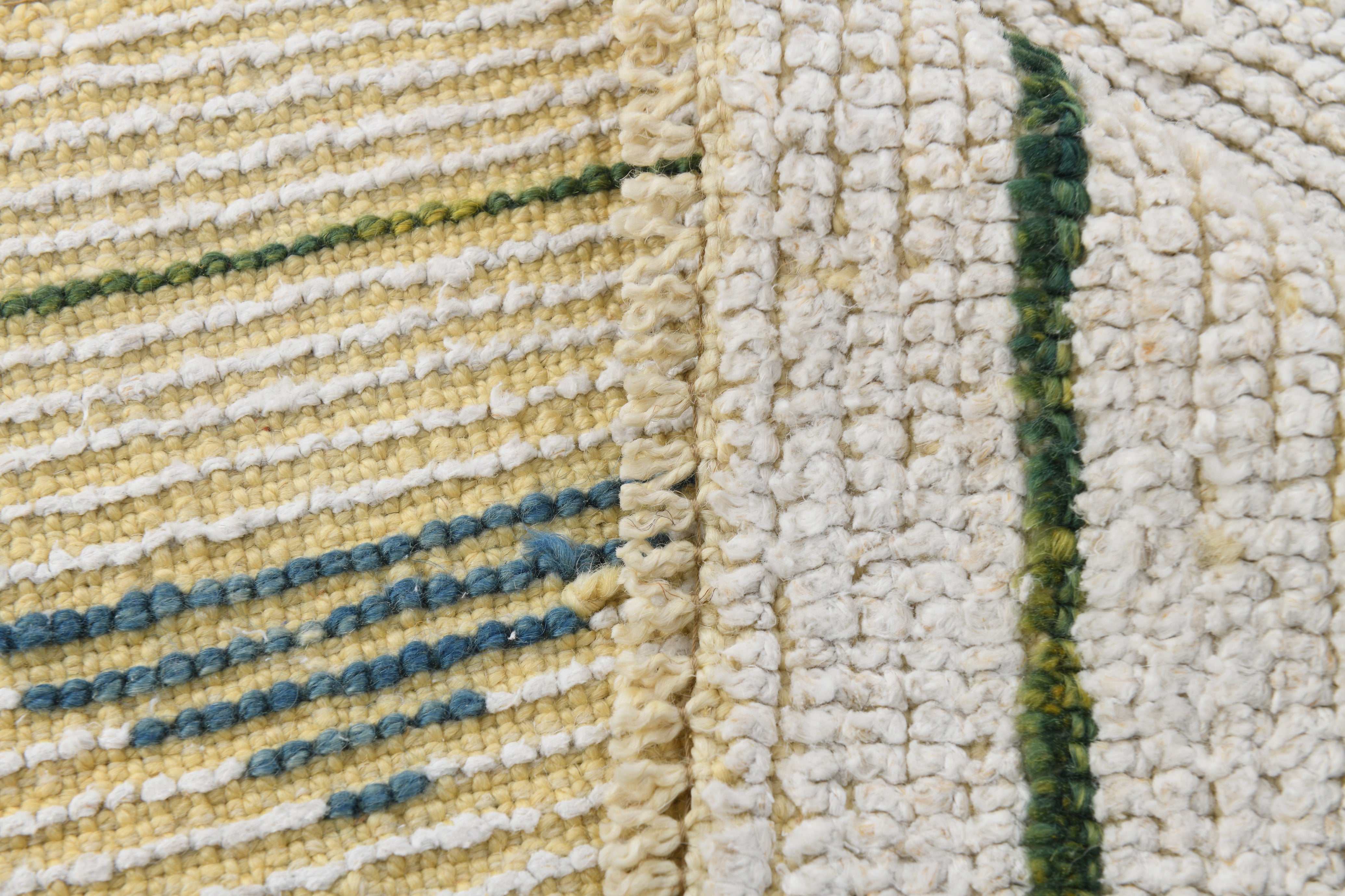 Handknotted Natural Hemp Runner, Beige / Off-White 2'6" x 9'3" Zigzag