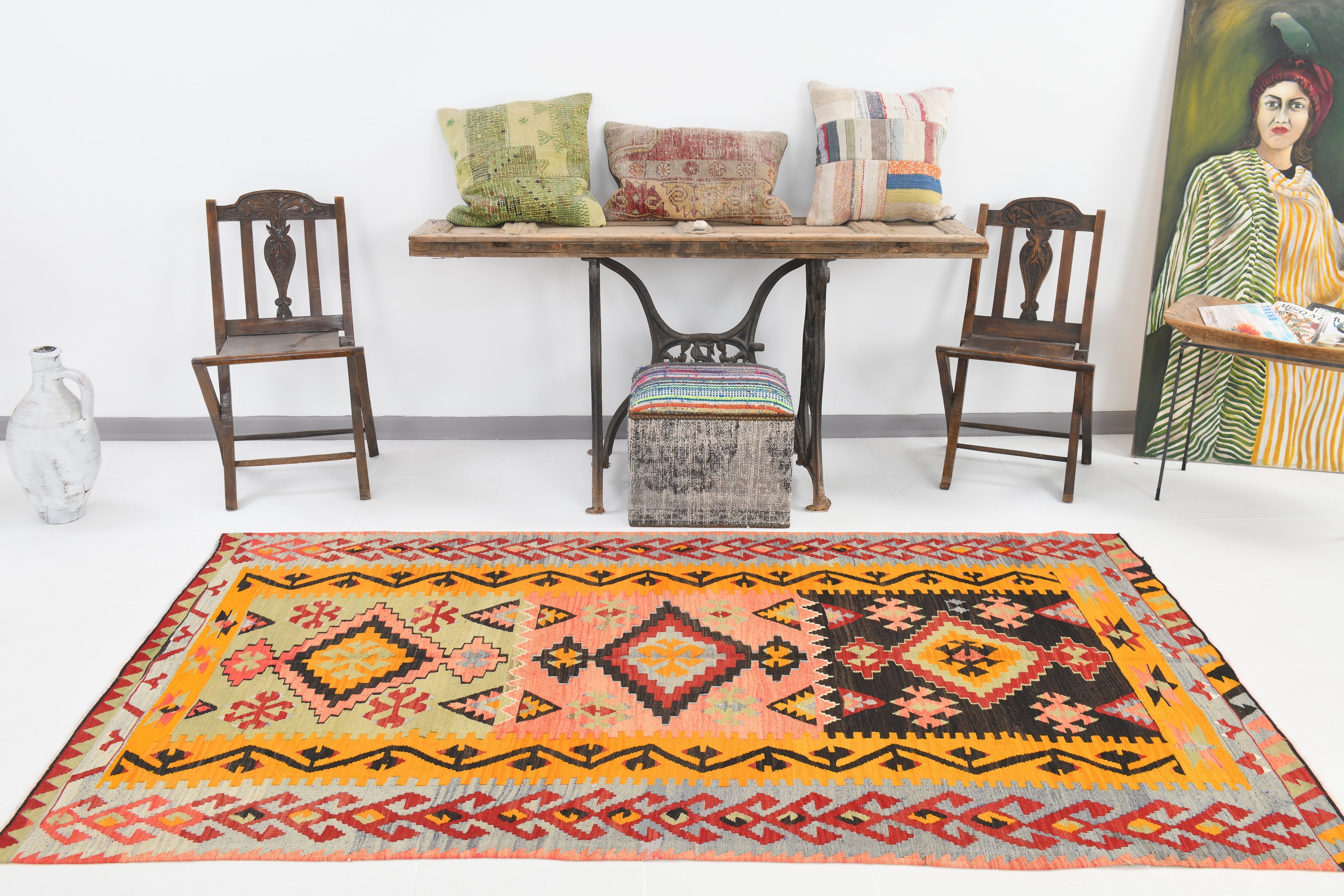 Vintage Kilim Anatolian 4'1" x 9'10" ft