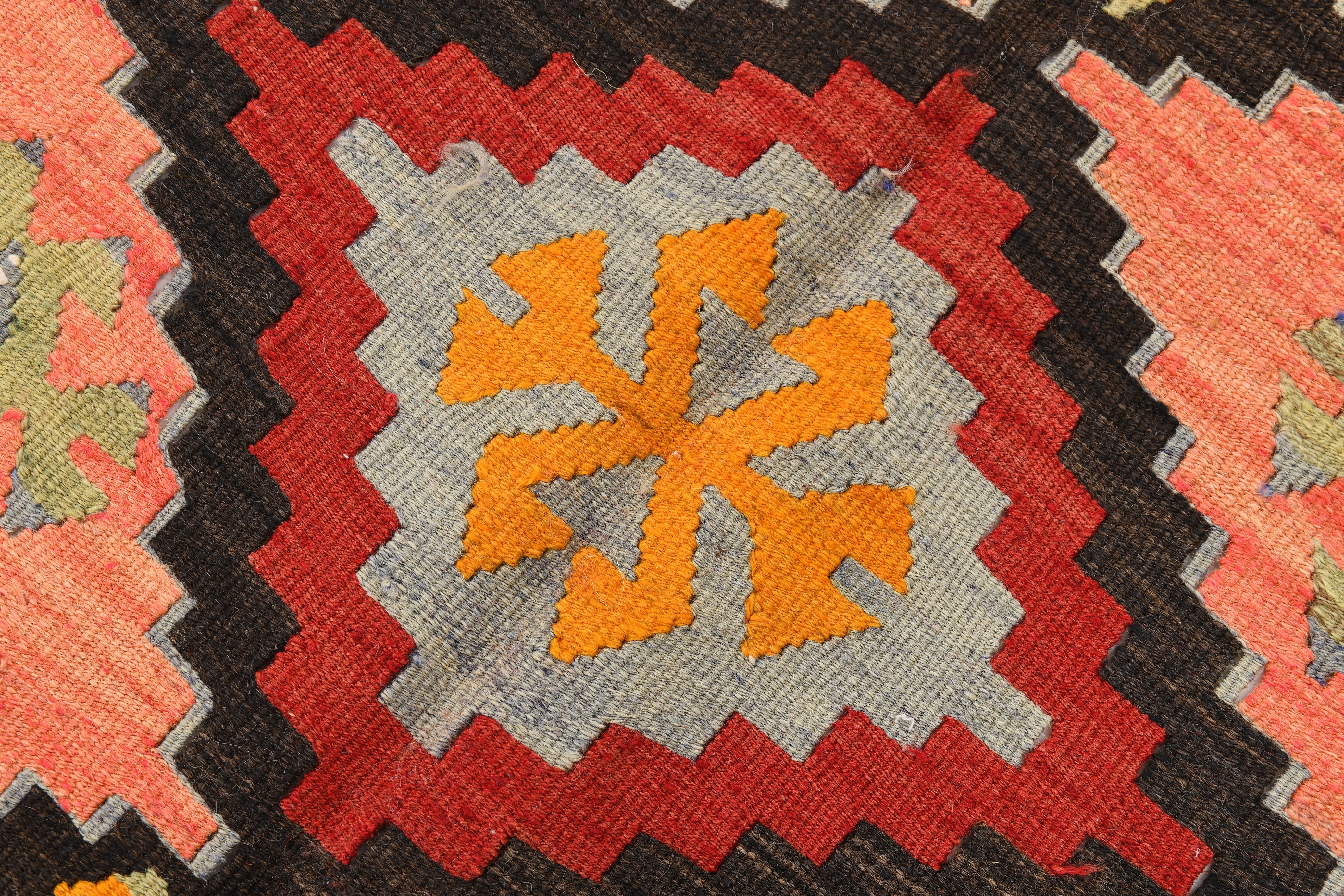 Vintage Tukish Kilim Anatolian Geometric, Yellow 4'8" x 8'4" ft