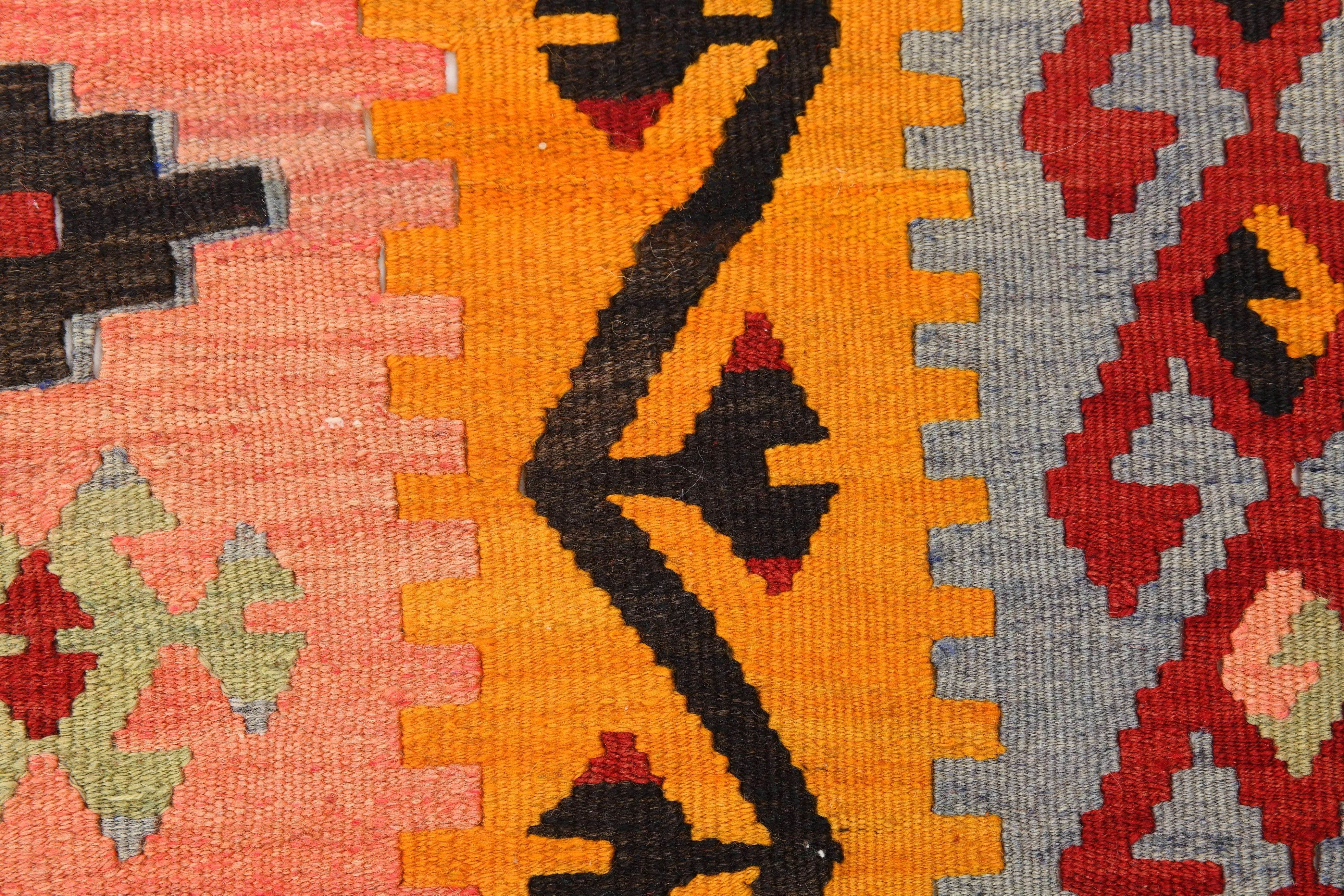 Vintage Tukish Kilim Anatolian Geometric, Yellow 4'8" x 8'4" ft