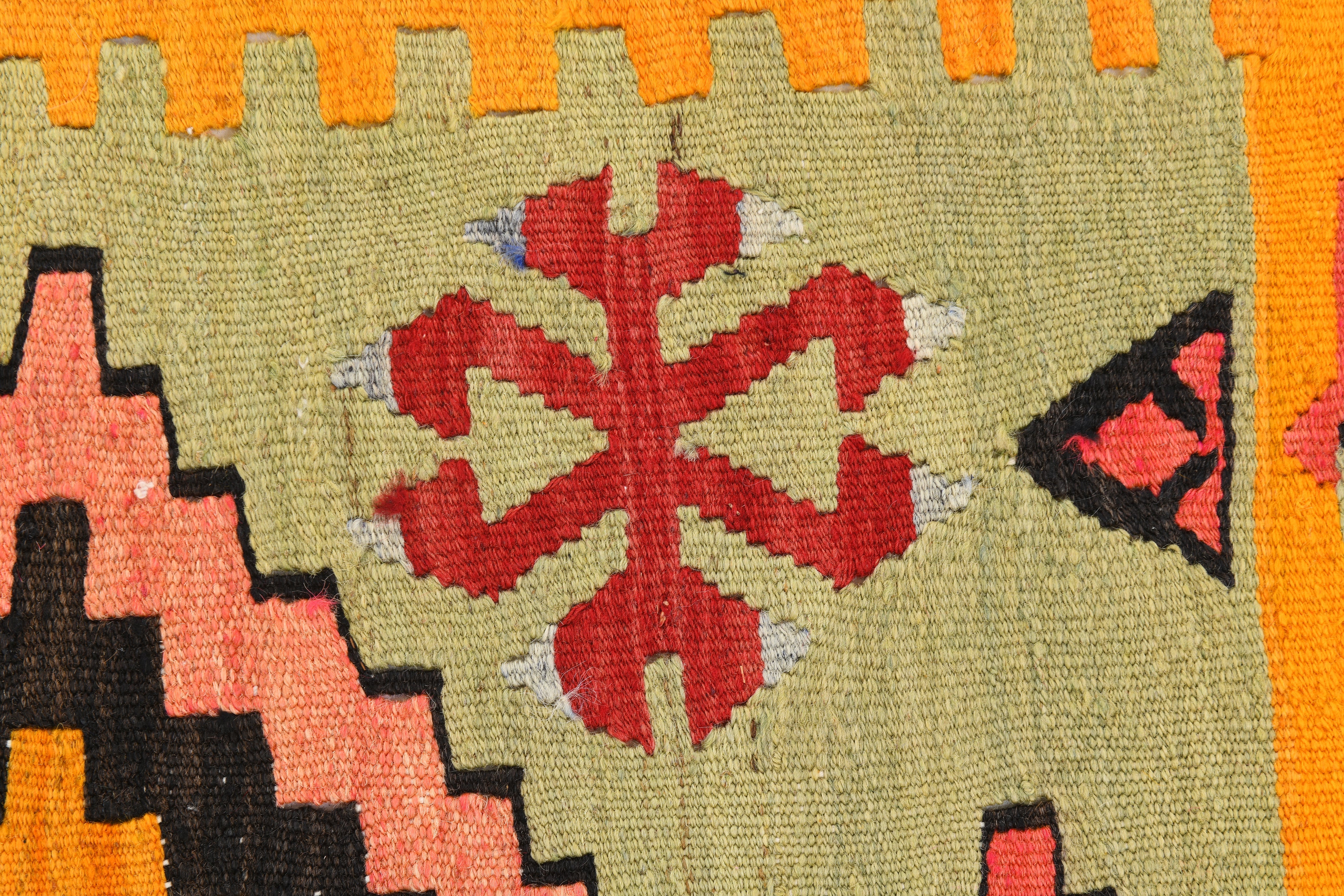 Vintage Tukish Kilim Anatolian Geometric, Yellow 4'8" x 8'4" ft