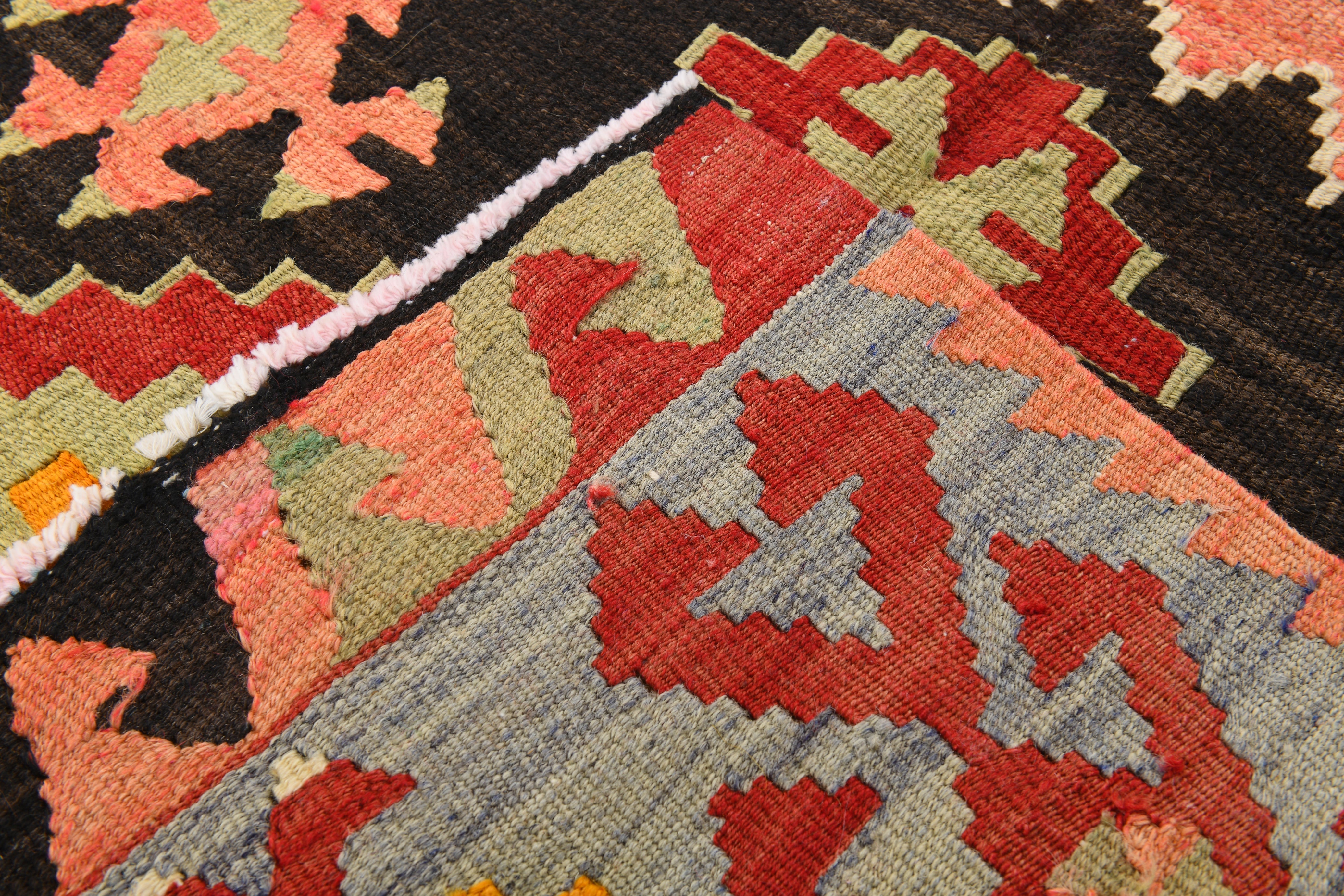 Vintage Tukish Kilim Anatolian Geometric, Yellow 4'8" x 8'4" ft