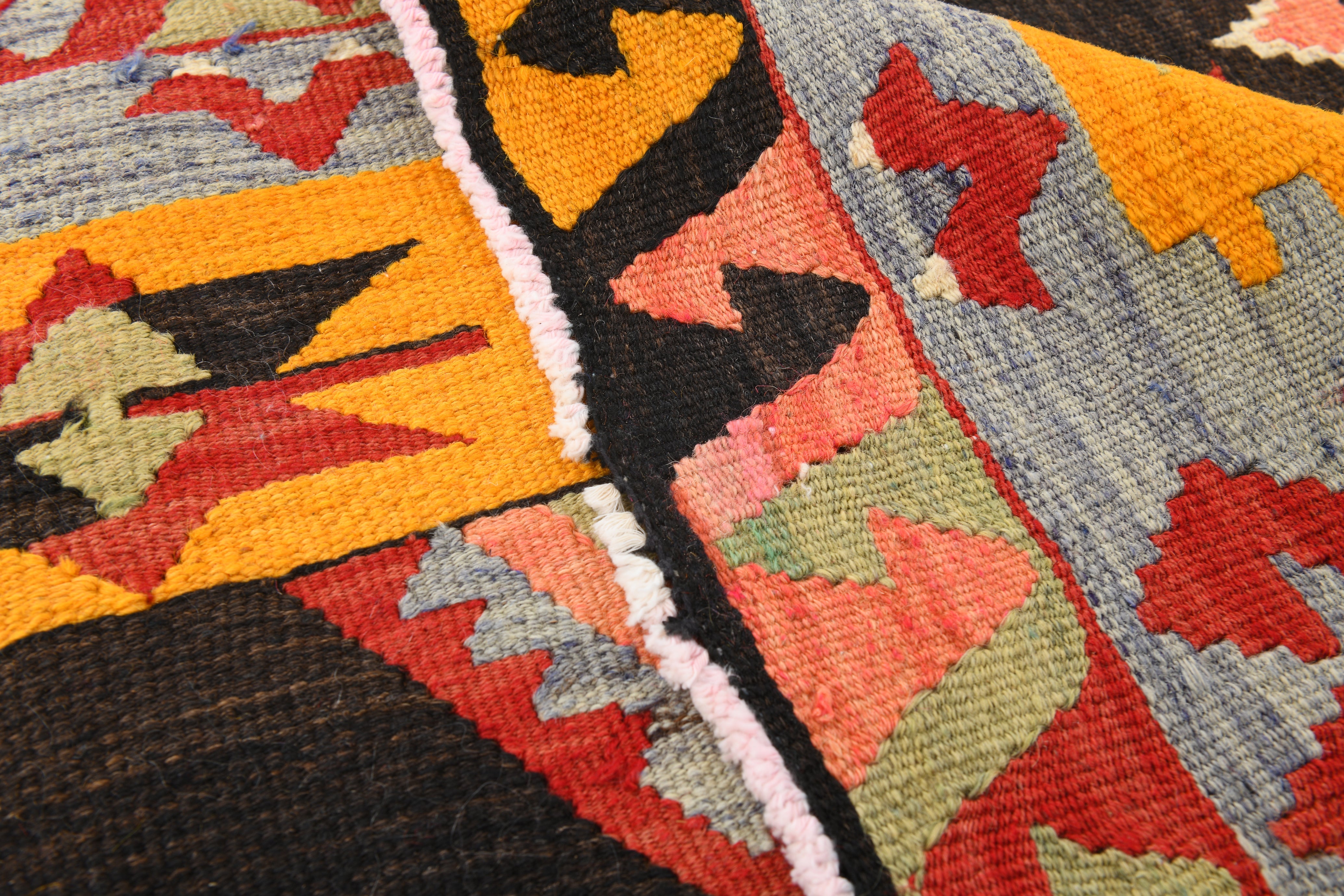 Vintage Tukish Kilim Anatolian Geometric, Yellow 4'8" x 8'4" ft