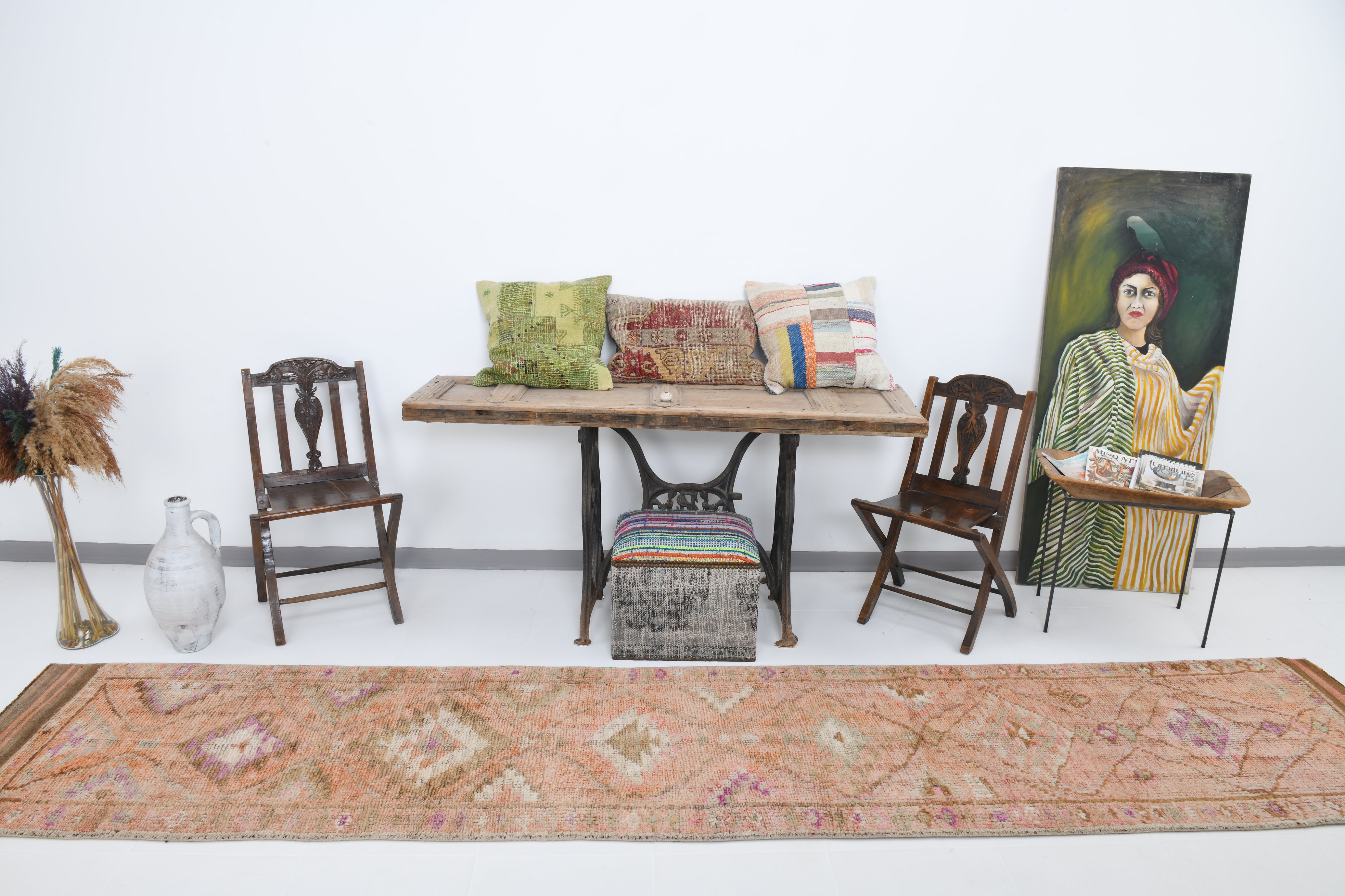 Vintage Herki Runner Rug 2'7" x 13'4" ft