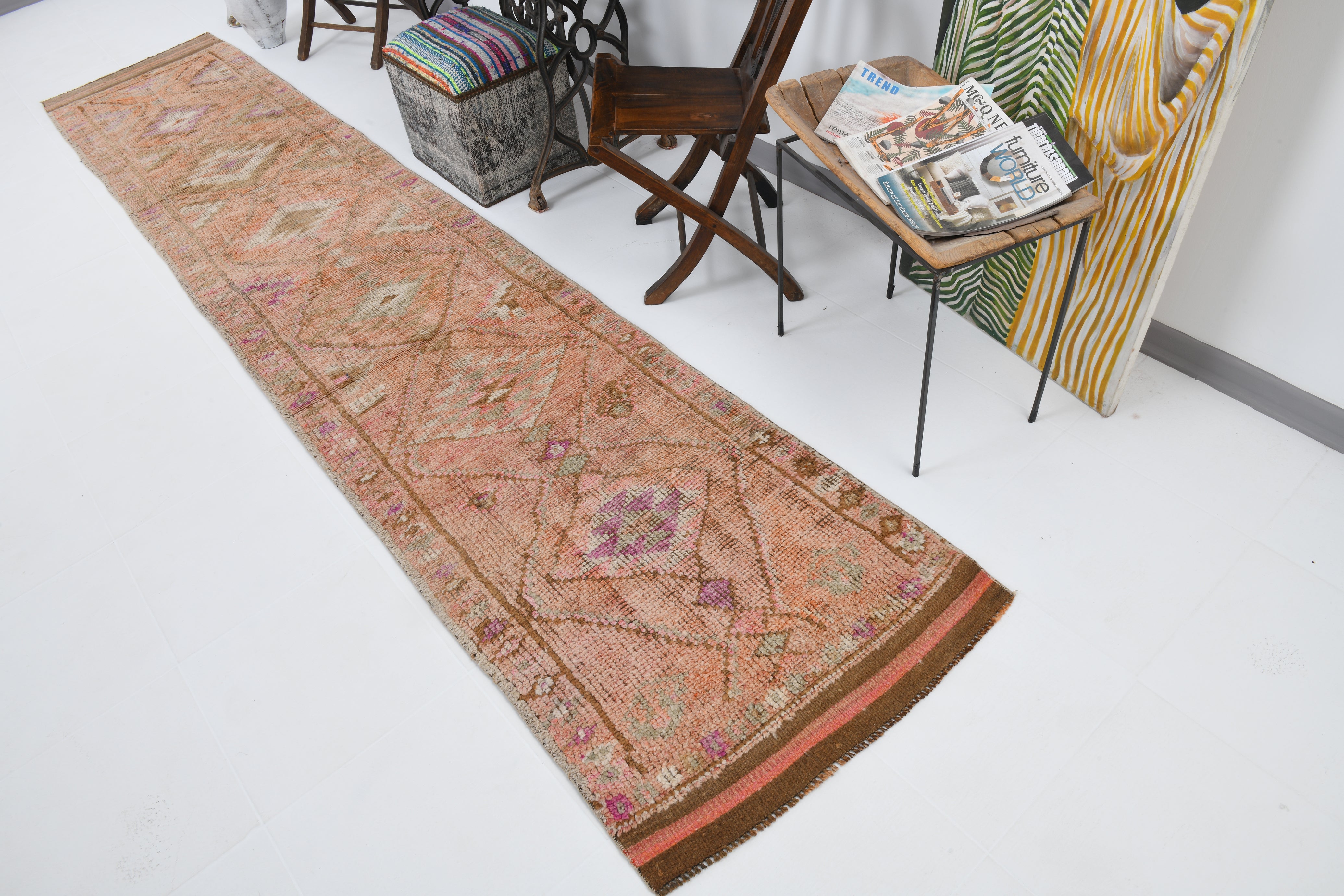 Vintage Herki Runner Rug 2'7" x 13'4" ft