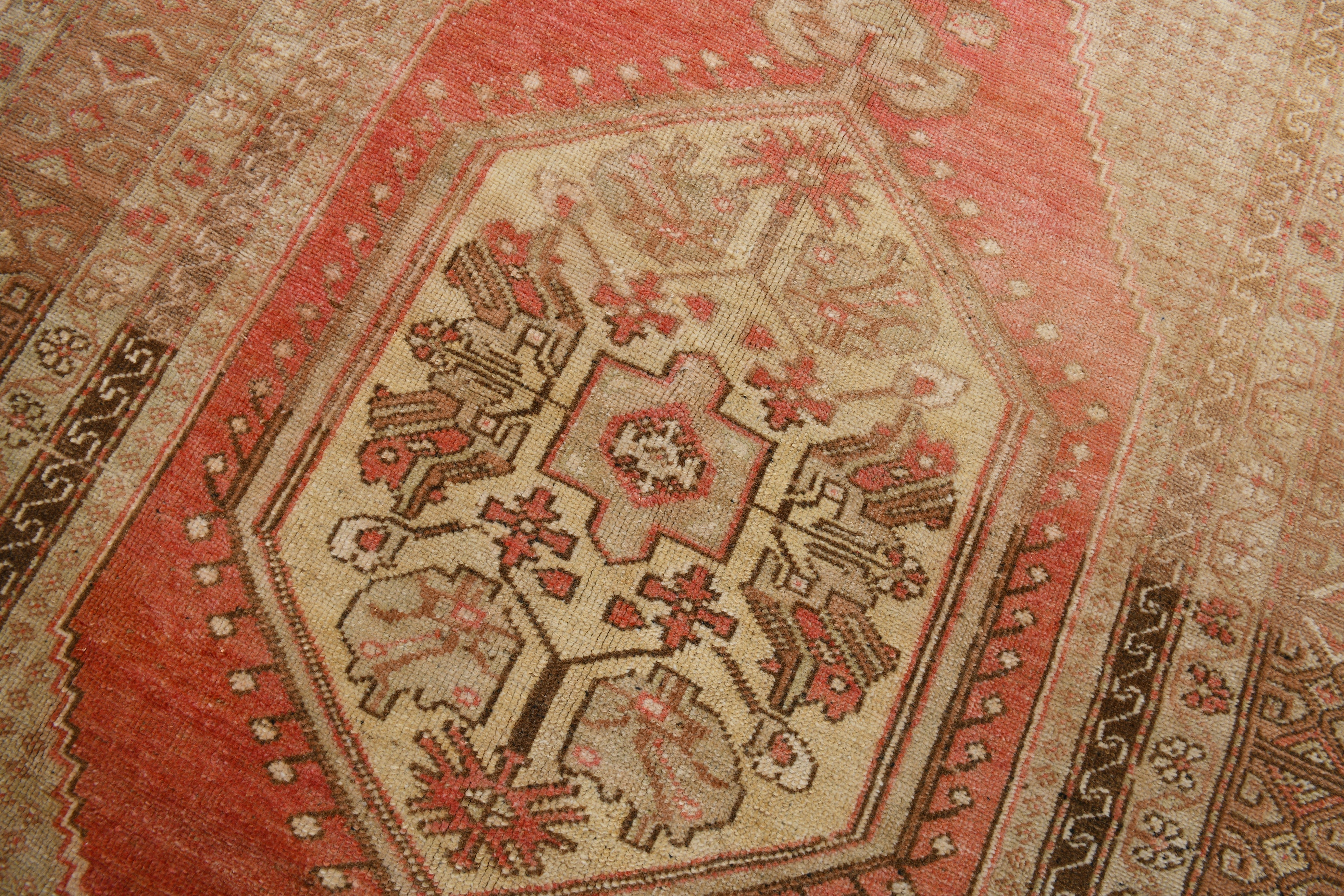 Semi Antiuqe Rug - Turkish Vintage Rug,Beige/Brown,  4'7" x 7'6" ft