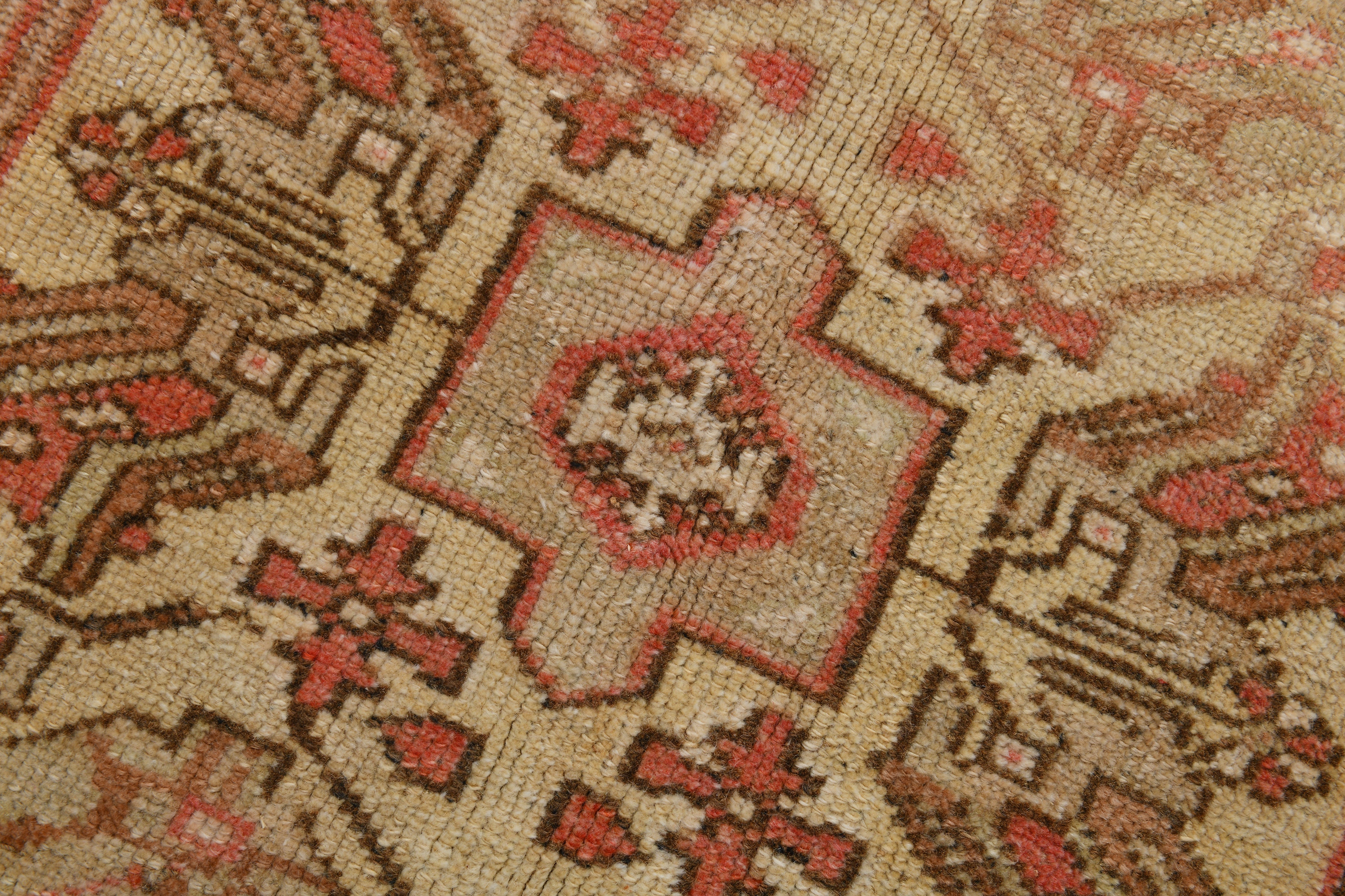 Semi Antiuqe Rug - Turkish Vintage Rug,Beige/Brown,  4'7" x 7'6" ft