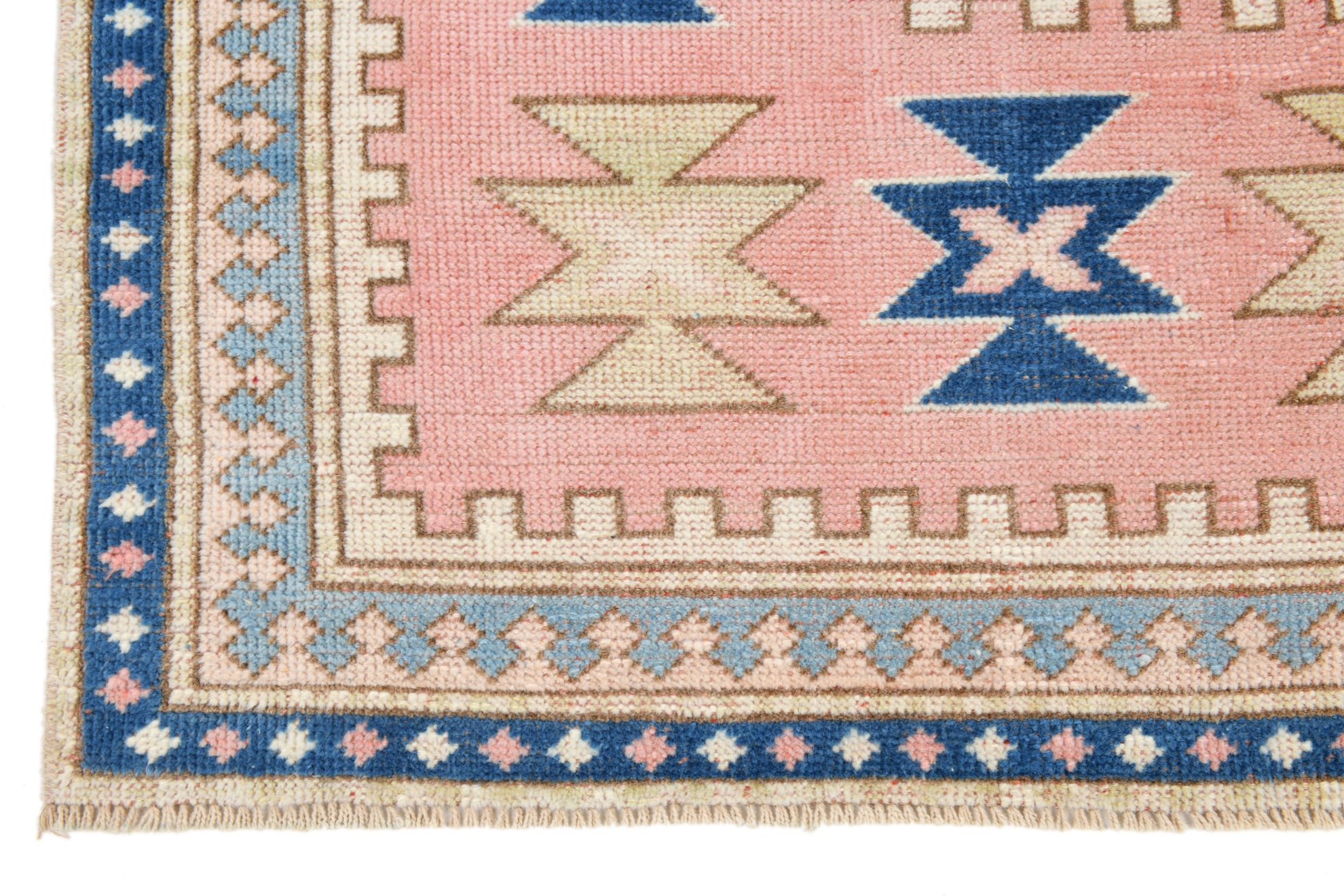 Vintage Premium Semi-Antique Rug, Peach Navy, 6'8" x 10'11" ft