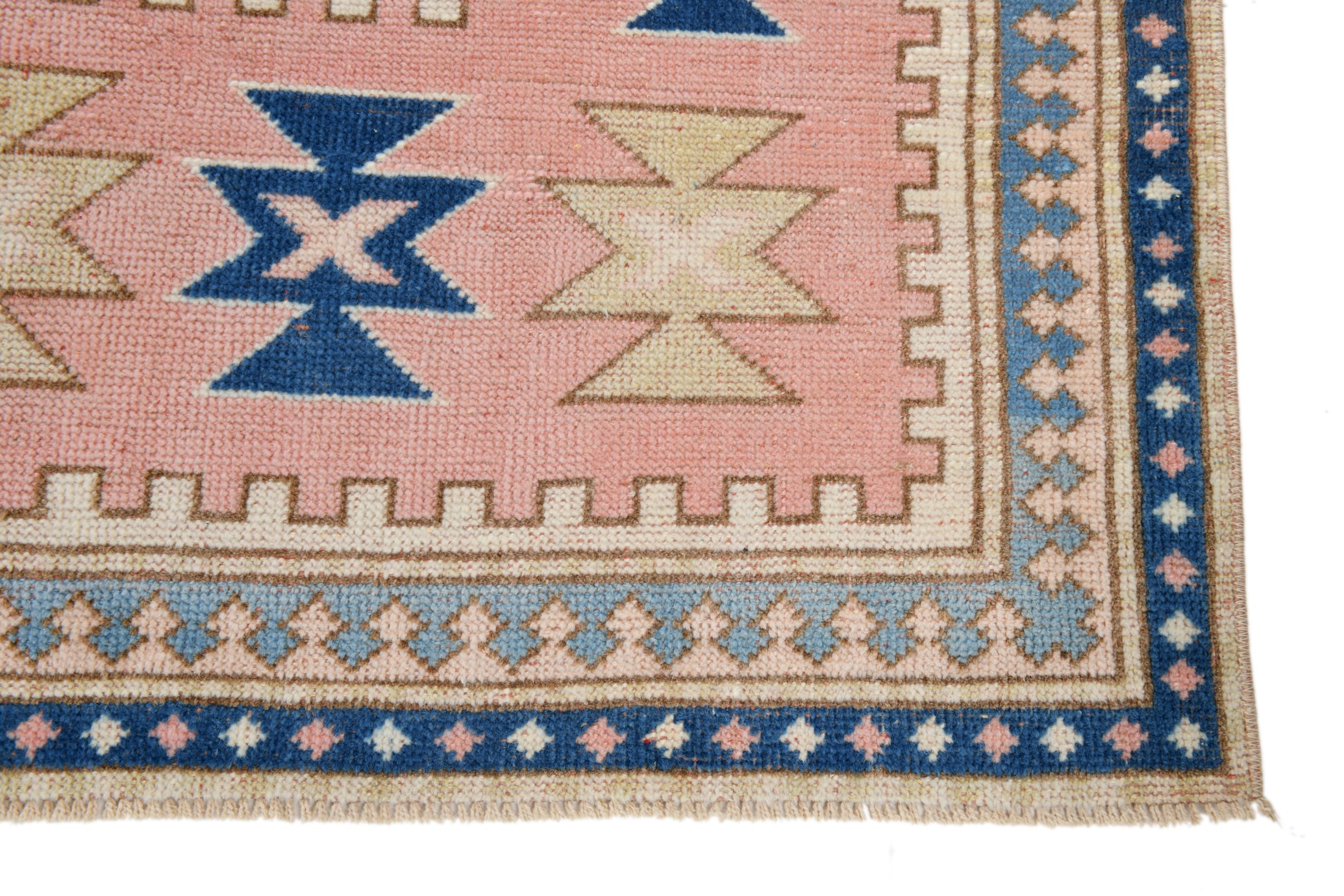 Vintage Premium Semi-Antique Rug, Peach Navy, 6'8" x 10'11" ft