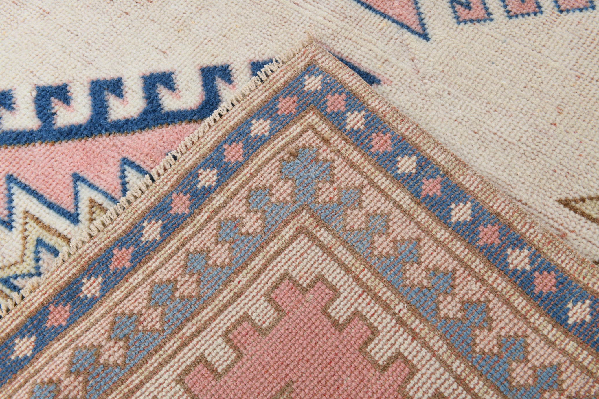 Vintage Premium Semi-Antique Rug, Peach Navy, 6'8" x 10'11" ft