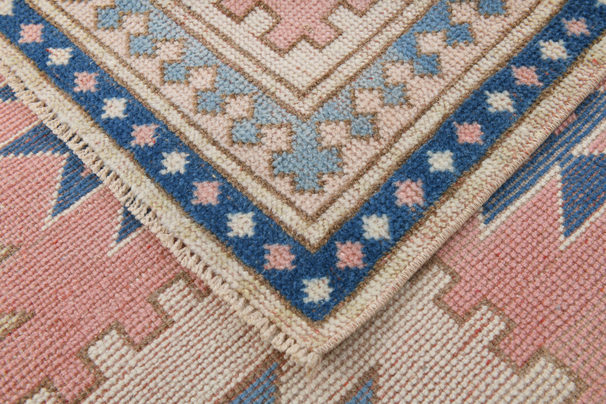 Vintage Premium Semi-Antique Rug, Peach Navy, 6'8" x 10'11" ft