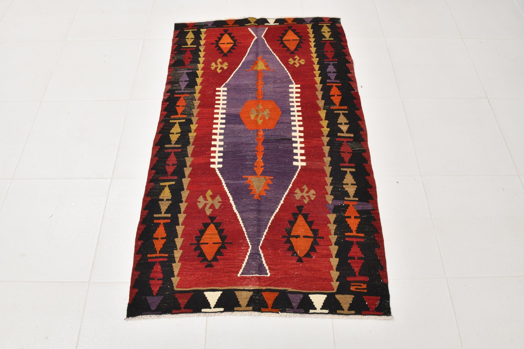 Vintage Anatolian Traditional Turkish Kilim , Small 2'11" x 4'9" ft
