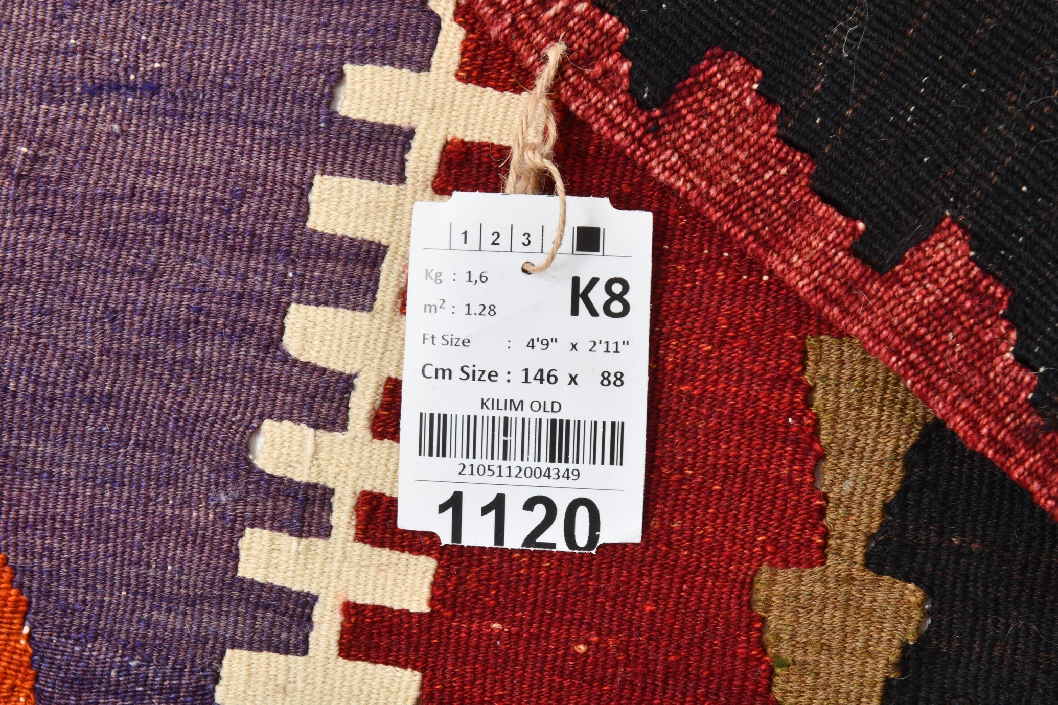 Vintage Anatolian Traditional Turkish Kilim , Small 2'11" x 4'9" ft