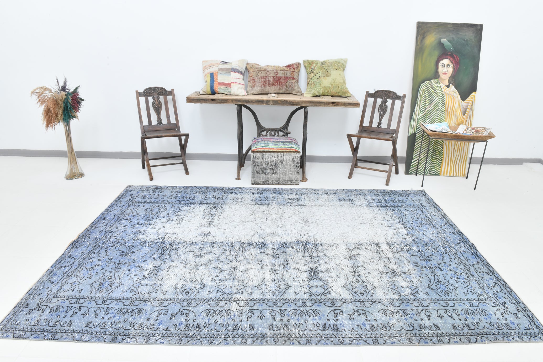 Turkish Vintage Rug  6'2" x 9'4" ft