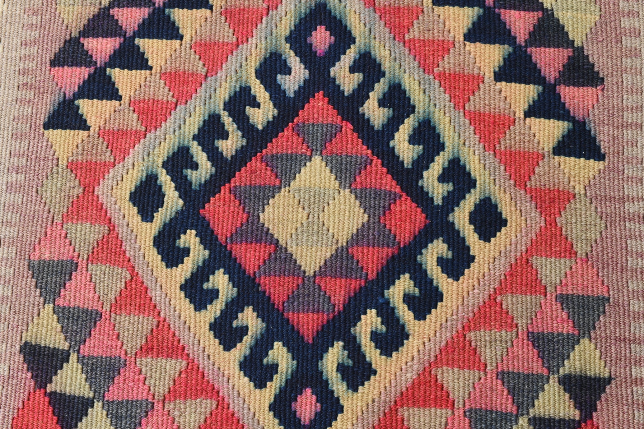 Vintage Kilim Runner Geometric Anatolian Kilim 2'9" x 12'9" ft