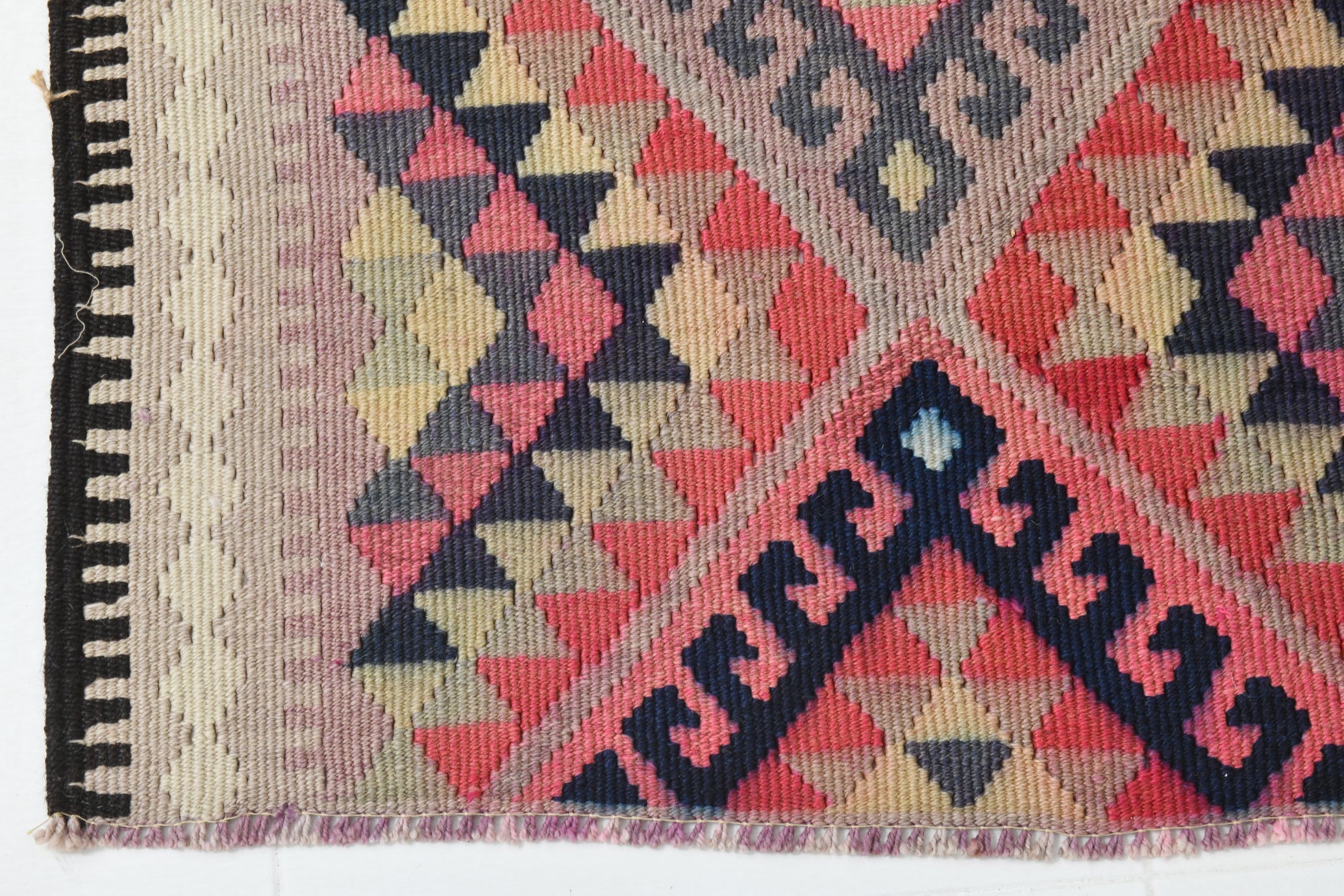 Vintage Kilim Runner Geometric Anatolian Kilim 2'9" x 12'9" ft