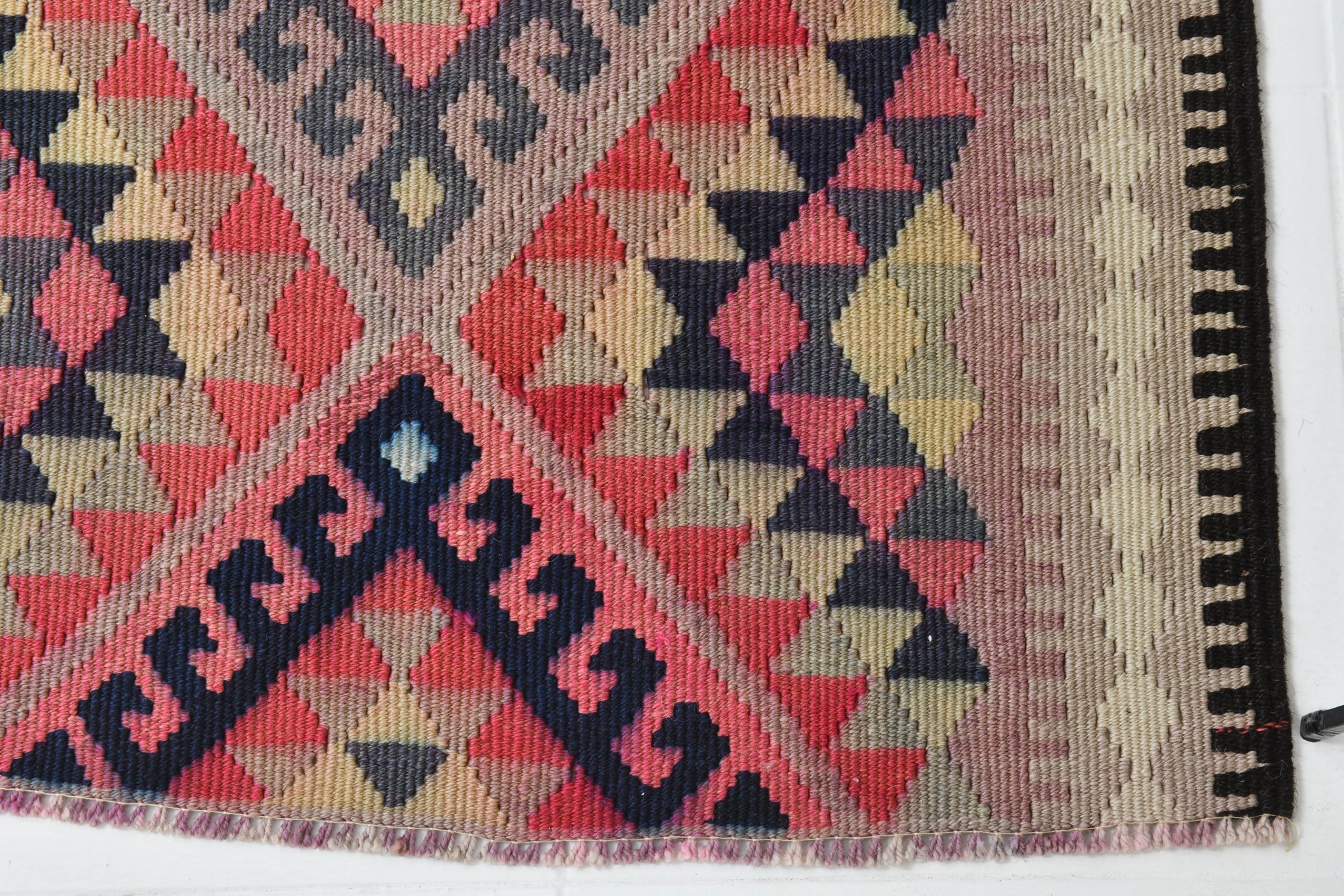 Vintage Kilim Runner Geometric Anatolian Kilim 2'9" x 12'9" ft