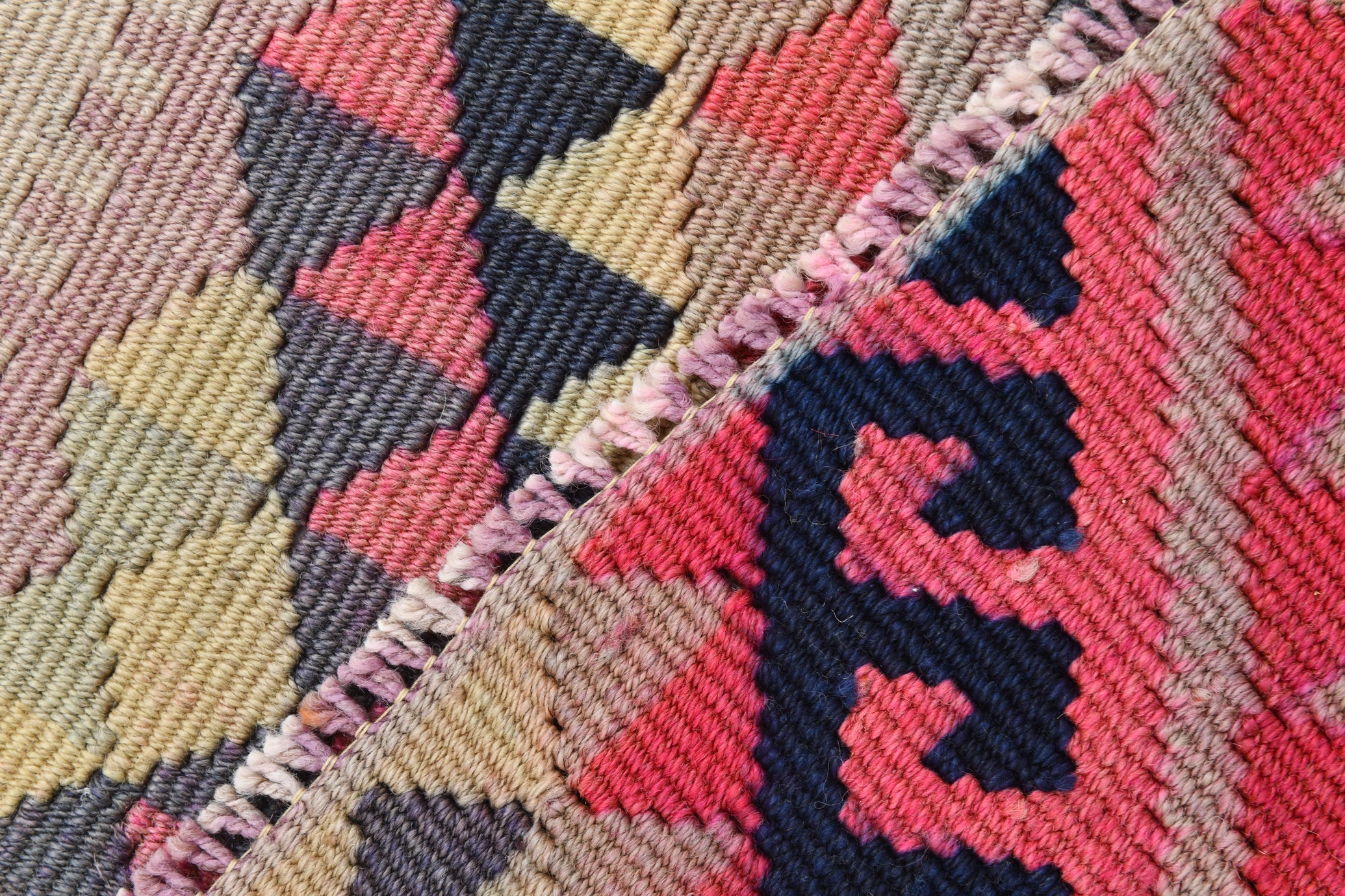Vintage Kilim Runner Geometric Anatolian Kilim 2'9" x 12'9" ft
