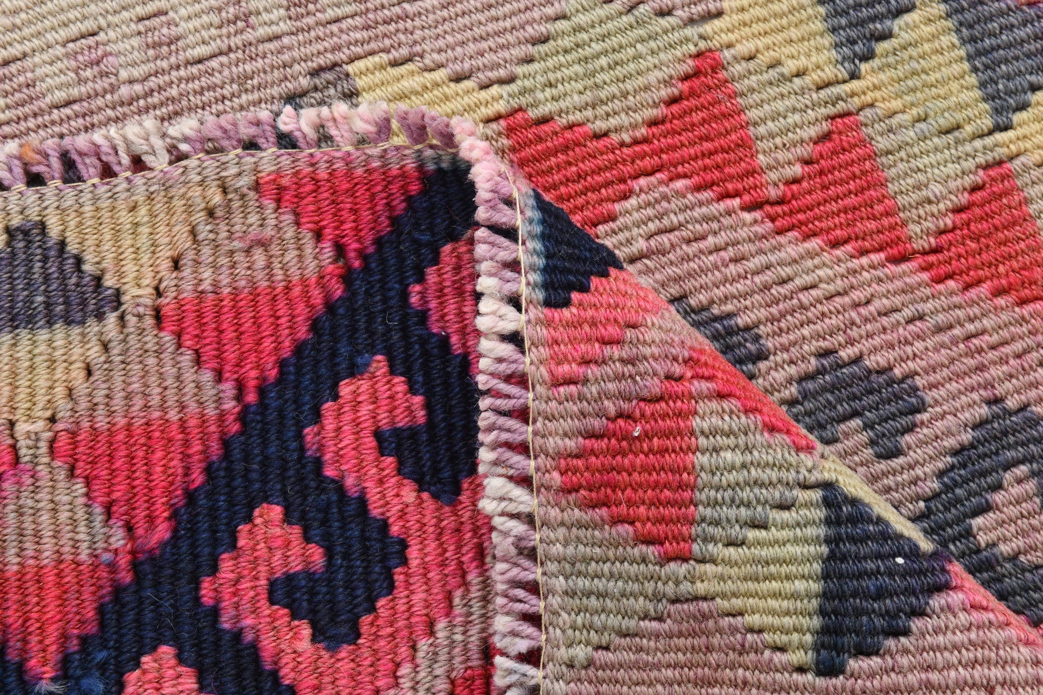 Vintage Kilim Runner Geometric Anatolian Kilim 2'9" x 12'9" ft