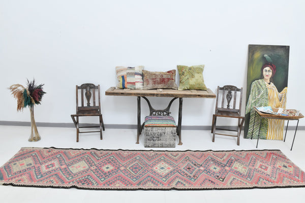 Vintage Anatolian Kilim Runner, Geometric, 2'9" x 12'6" ft