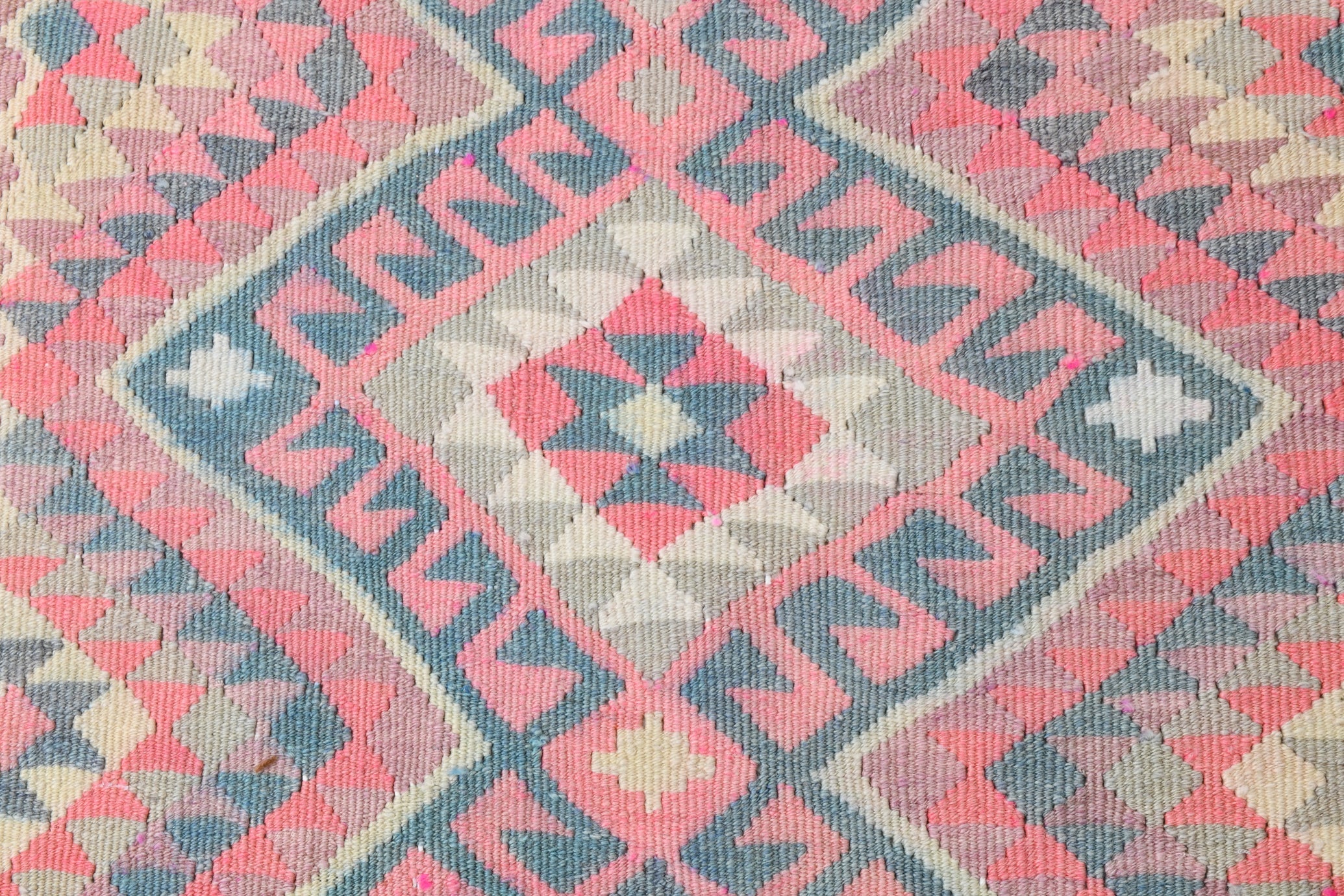 Vintage Anatolian Kilim Runner, Geometric, 2'9" x 12'6" ft