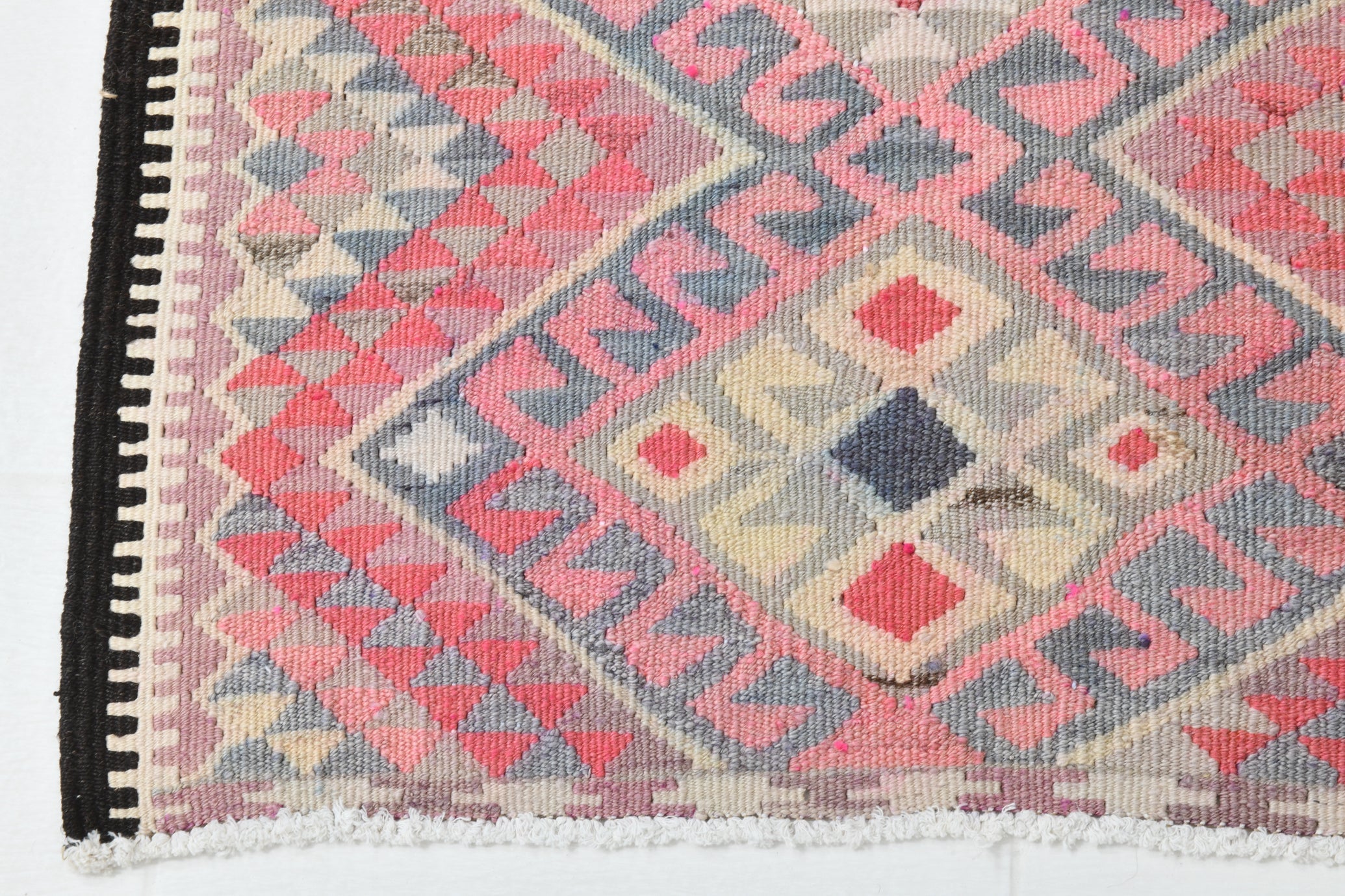 Vintage Anatolian Kilim Runner, Geometric, 2'9" x 12'6" ft