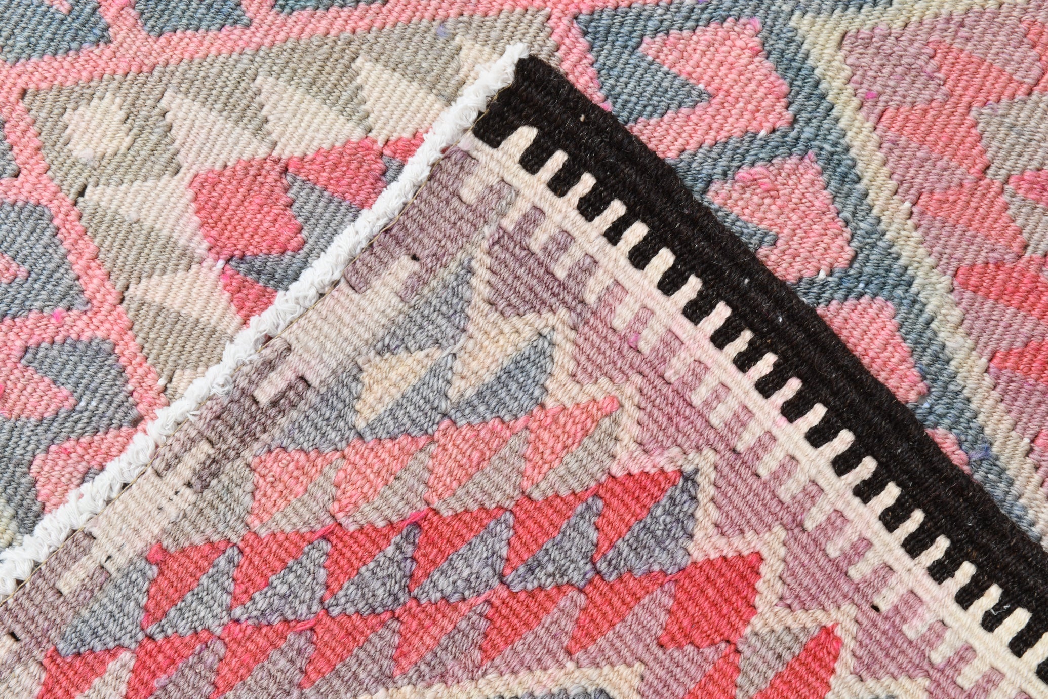 Vintage Anatolian Kilim Runner, Geometric, 2'9" x 12'6" ft