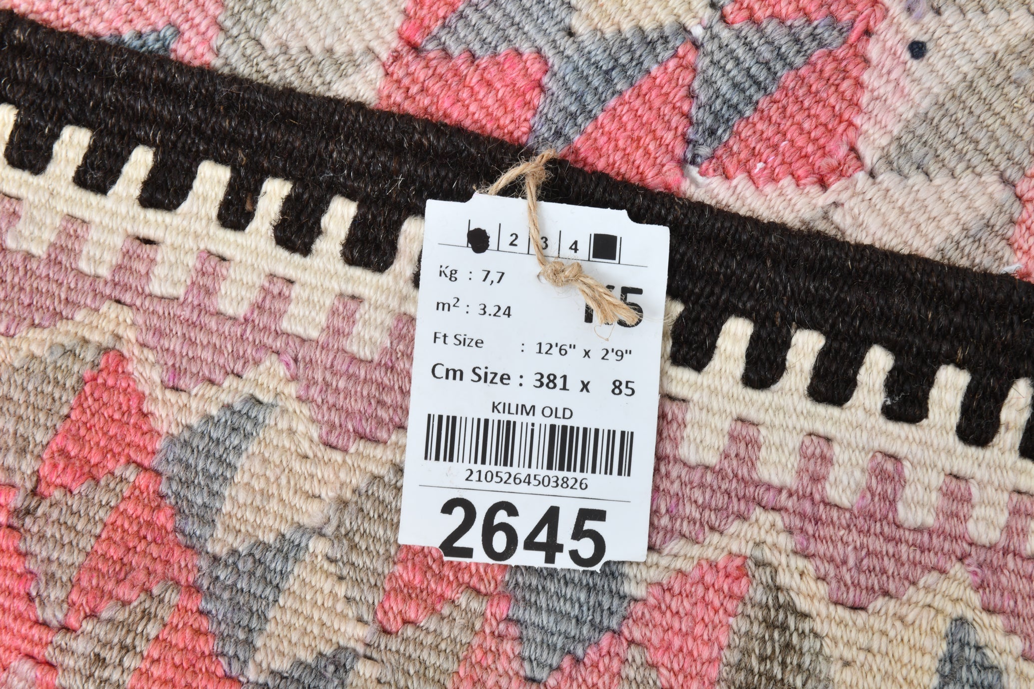 Vintage Anatolian Kilim Runner, Geometric, 2'9" x 12'6" ft