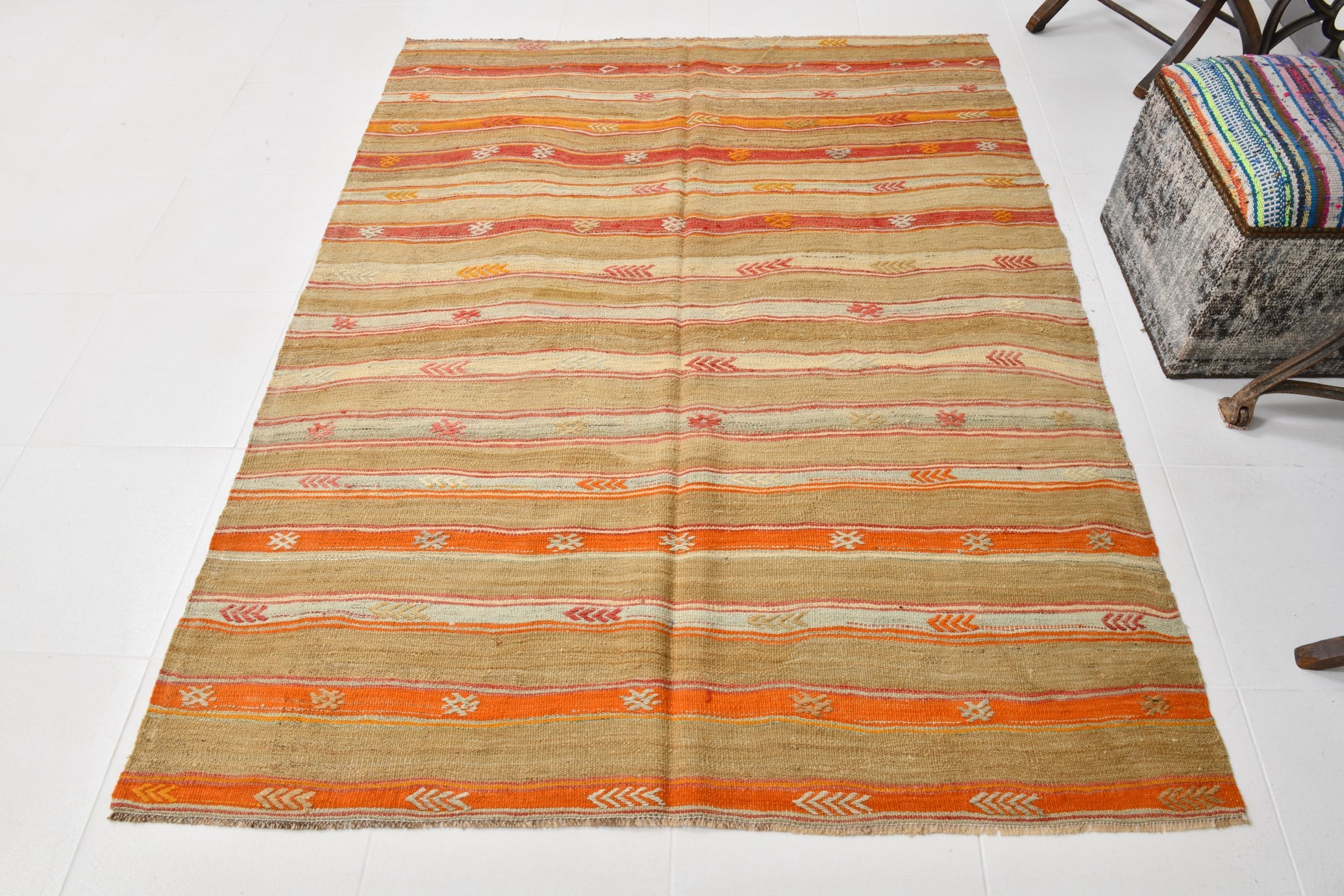 Vintage Tukish Kilim Anatolian Red Brown 5'1" x 6'7" ft