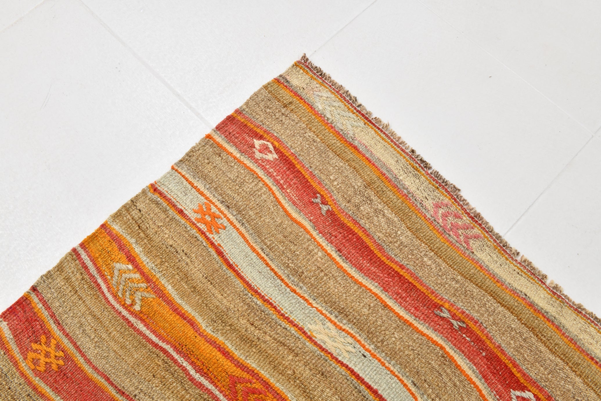 Vintage Tukish Kilim Anatolian Red Brown 5'1" x 6'7" ft